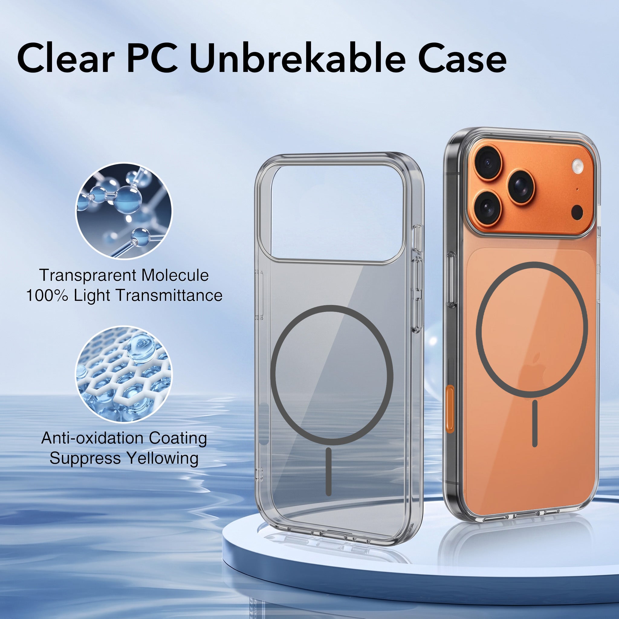 For Apple iPhone 17 Pro Max Back Case Cover Crystal Anti Yellow (Unbreakable PC | MagSafe Wireless Charging Support |Camera Protection Bump)