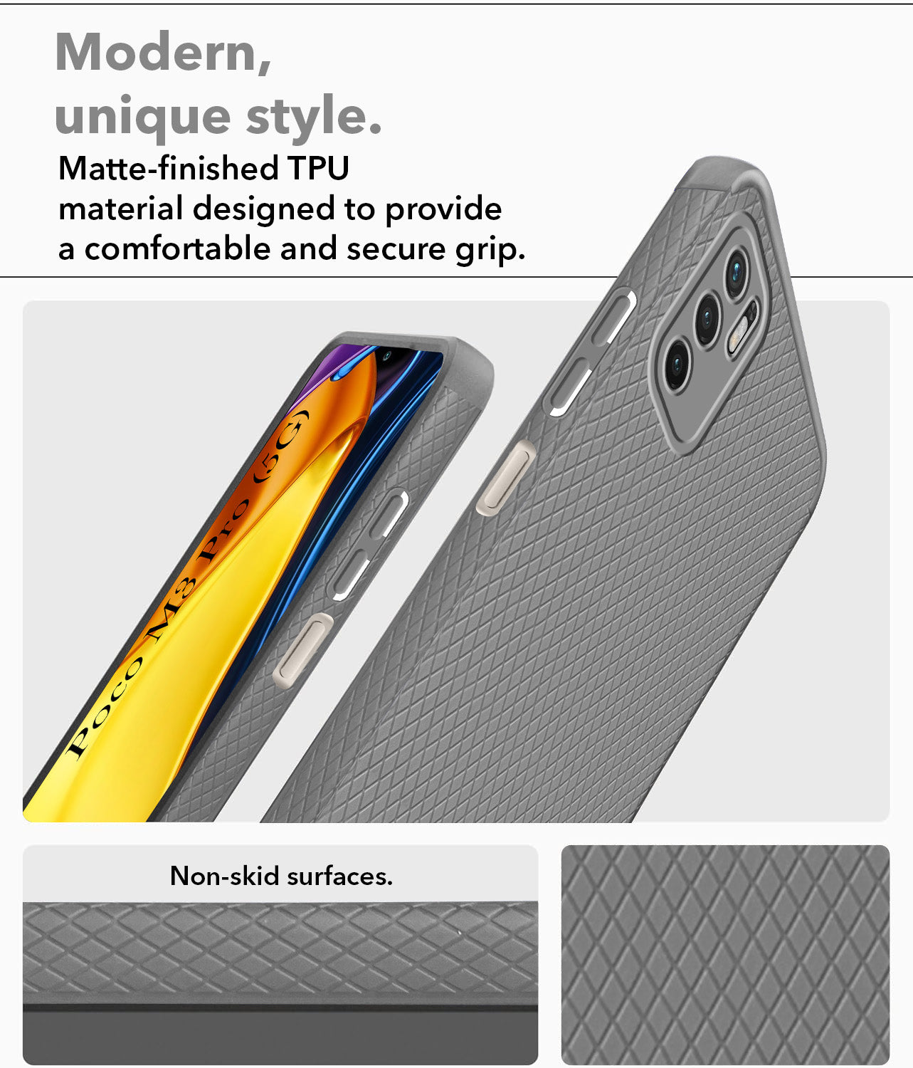 For Poco M3 Pro 5G Back Cover Case Liquid Silicone (Camera Protection | Side Grip Texture | Soft and Flexible)