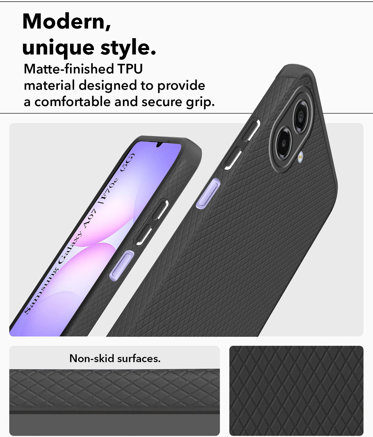 For Samsung Galaxy A07 | F70e 5G Back Cover Case (Camera Protection | Side Grip Texture | Soft and Flexible)