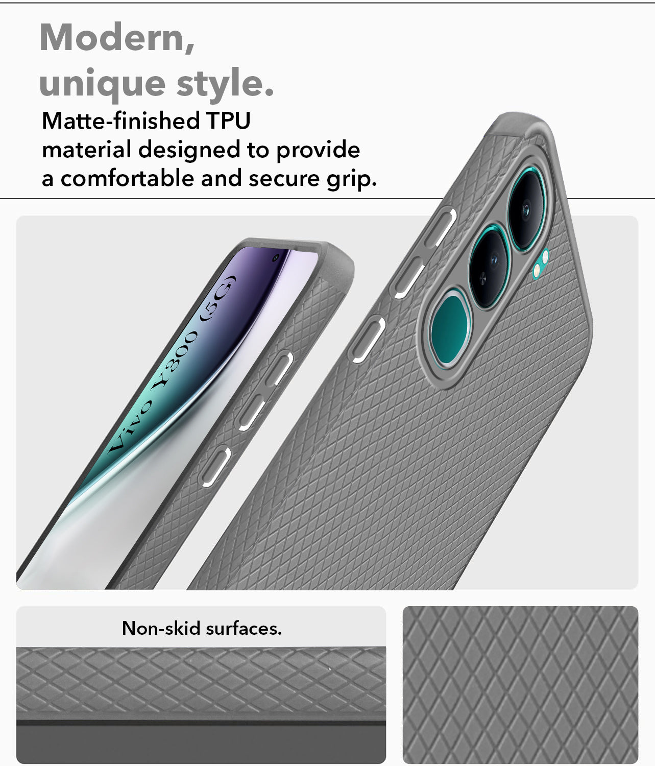For Vivo Y300 Back Cover Case (Liquid Silicone | Side Grip | Camera Protection)