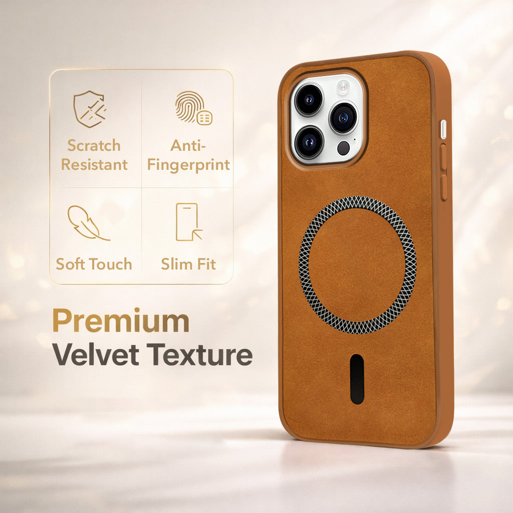 For Apple iPhone 14 Pro Back Cover Case Leather Finish (MagSafe Compatible Wireless Charging | Soft Touch | Camera Bump Protection)