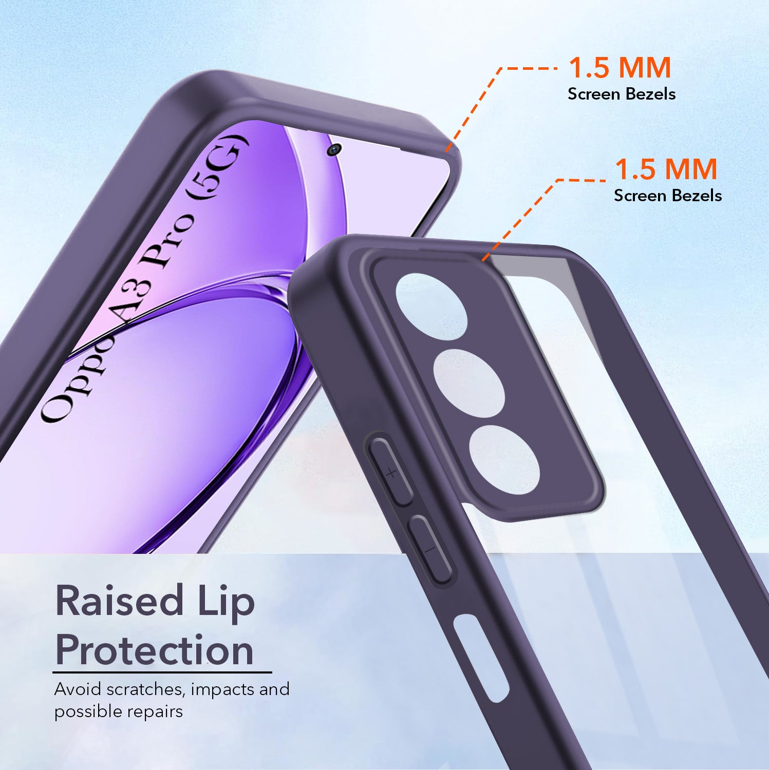 For Oppo A3 Pro 5G Back Cover Case Ultra-Hybrid  (Lifetime Anti Yellow | Anti Scratch | Crystal Clear Shockproof)