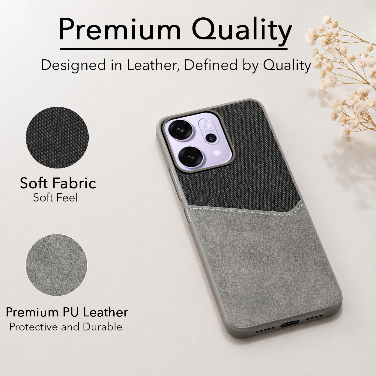 For Oppo Reno14 Pro 5G | Oppo Reno 14 Pro 5G Back Cover Case (Dual PU Leather Stitch | Professional Minimalist | Soft and Flexible)