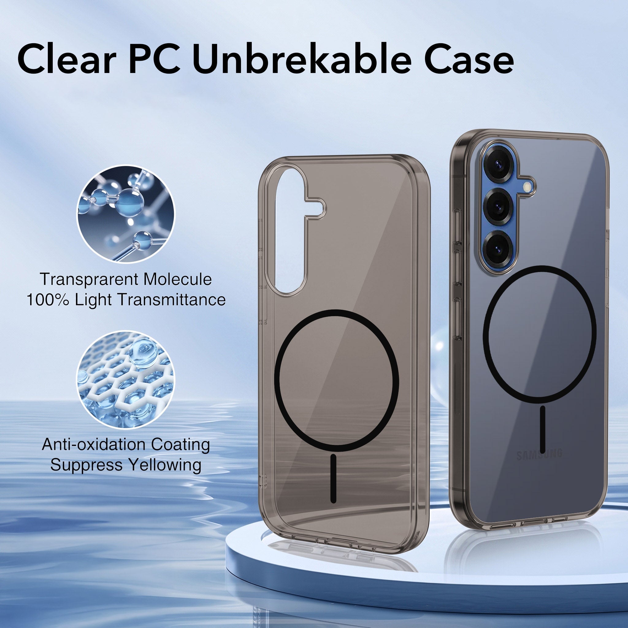 For Samsung Galaxy S25 Back Case Cover Crystal Anti Yellow (Unbreakable PC | MagSafe Wireless Charging Support |Camera Protection Bump)