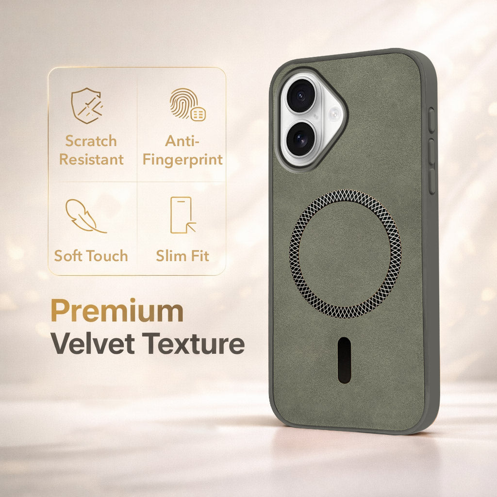 For Apple iPhone 16 Back Cover Case (Sleek Leather Finish | MagSafe Compatible Wireless Charging | Camera Bump Protection)