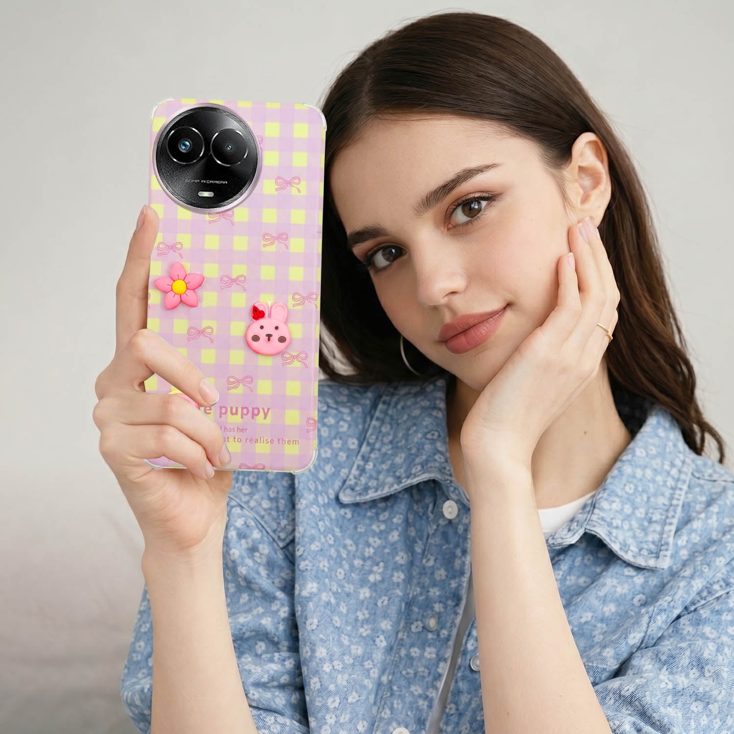 For Realme C67 Back Cover Case (3D Cute Cartoons | Hard Back Side Soft | Matte Premium Finish | HD Printing)