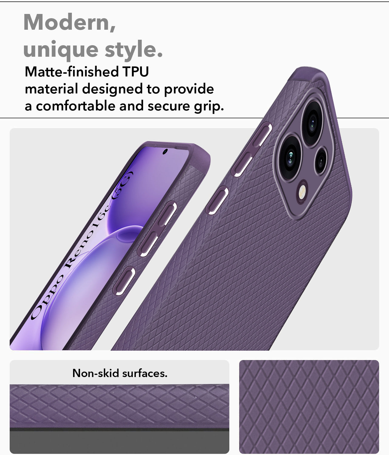 For Oppo Reno 16C 5G Back Cover Case Liquid Silicone (Camera Protection | Side Grip Texture | Soft and Flexible)