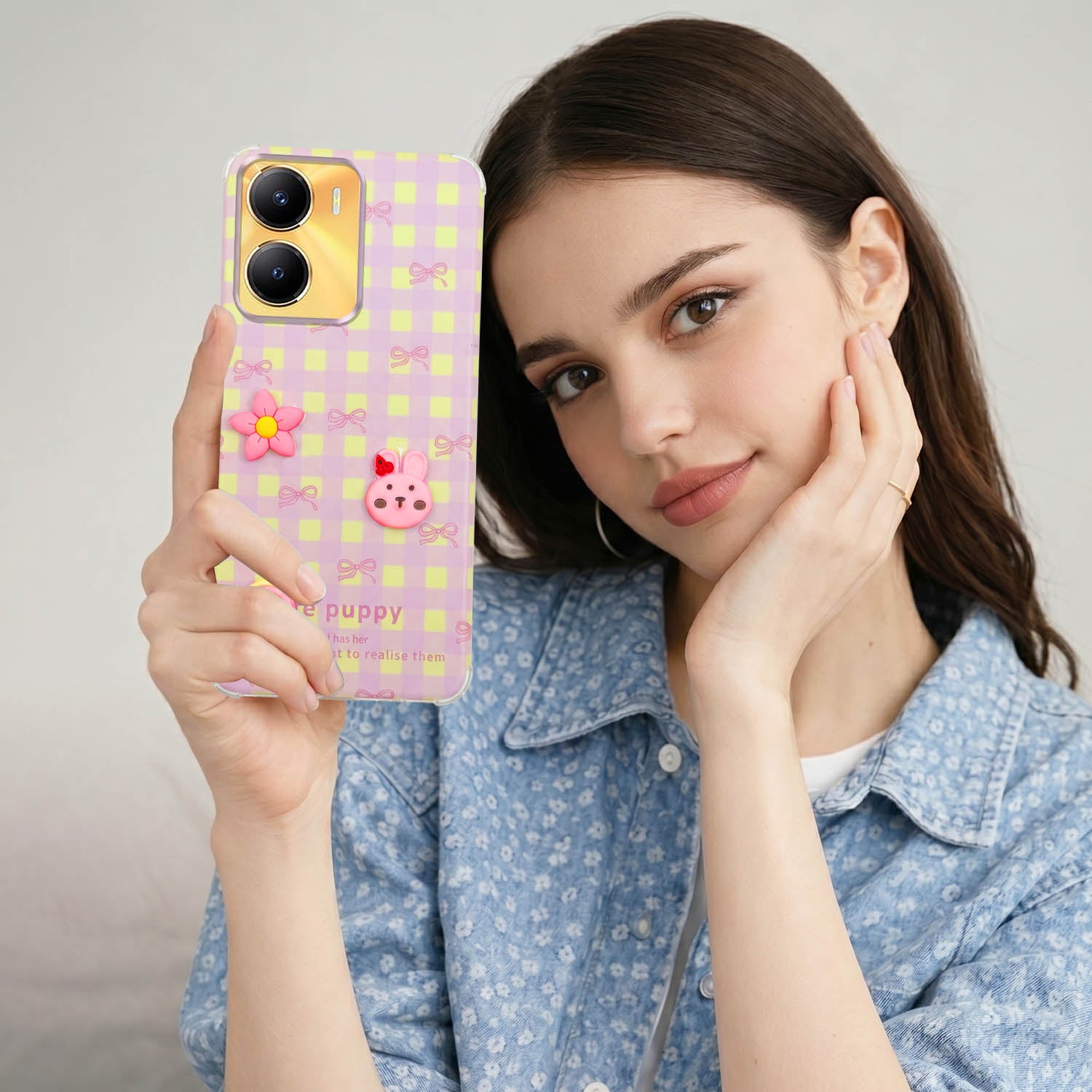For Vivo Y56 5G Back Cover Case (3D Cute Cartoons | Hard Back Side Soft | Matte Premium Finish | HD Printing)