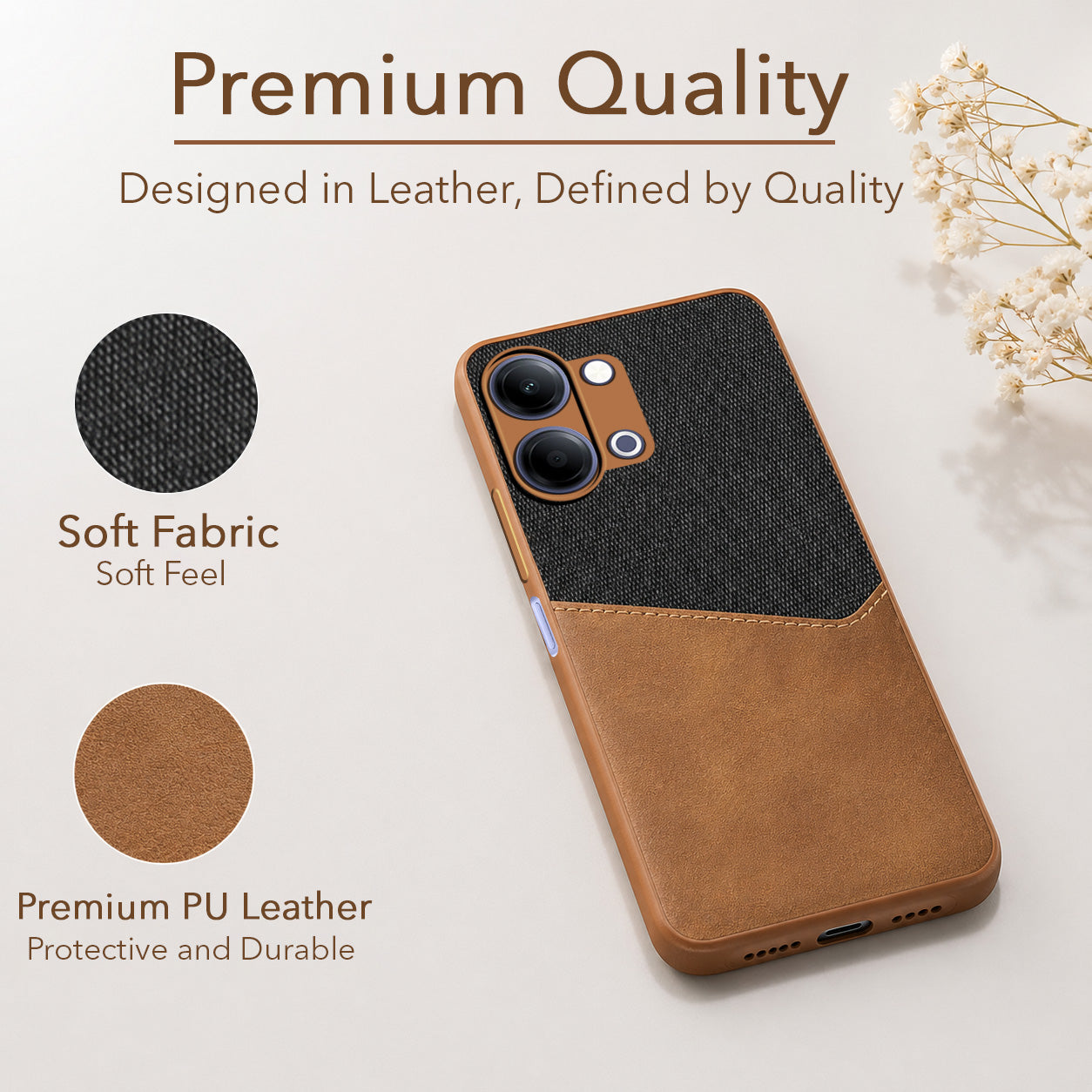 For Vivo Y05 4G Back Cover Case (Dual PU Leather Stitch | Professional Minimalist | Soft and Flexible)