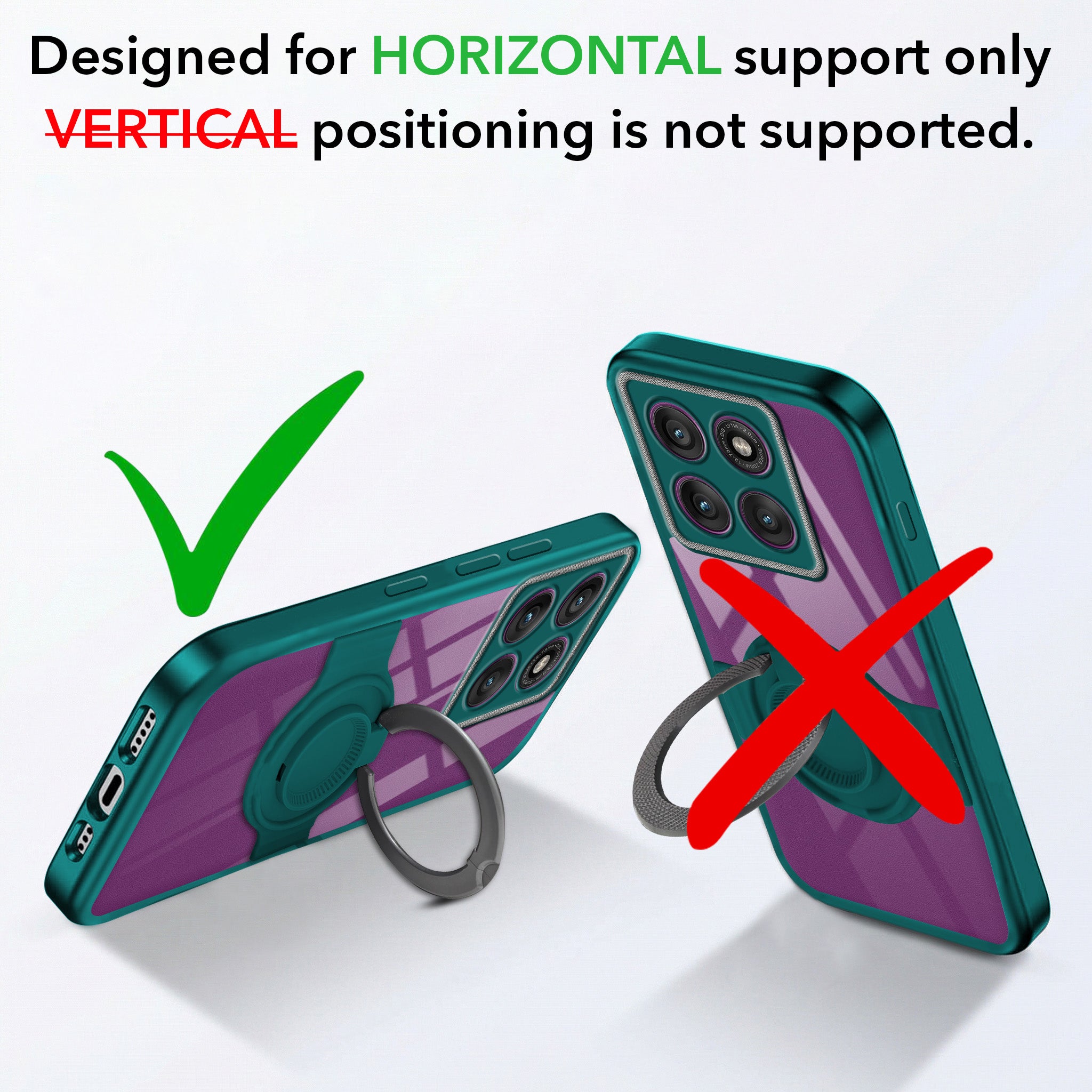 For Motorola Moto Edge 60 Pro Back Cover Case with stand (Built-in Ring Holder Kickstand | Lifetime Anti Yellow | Camera Protection)
