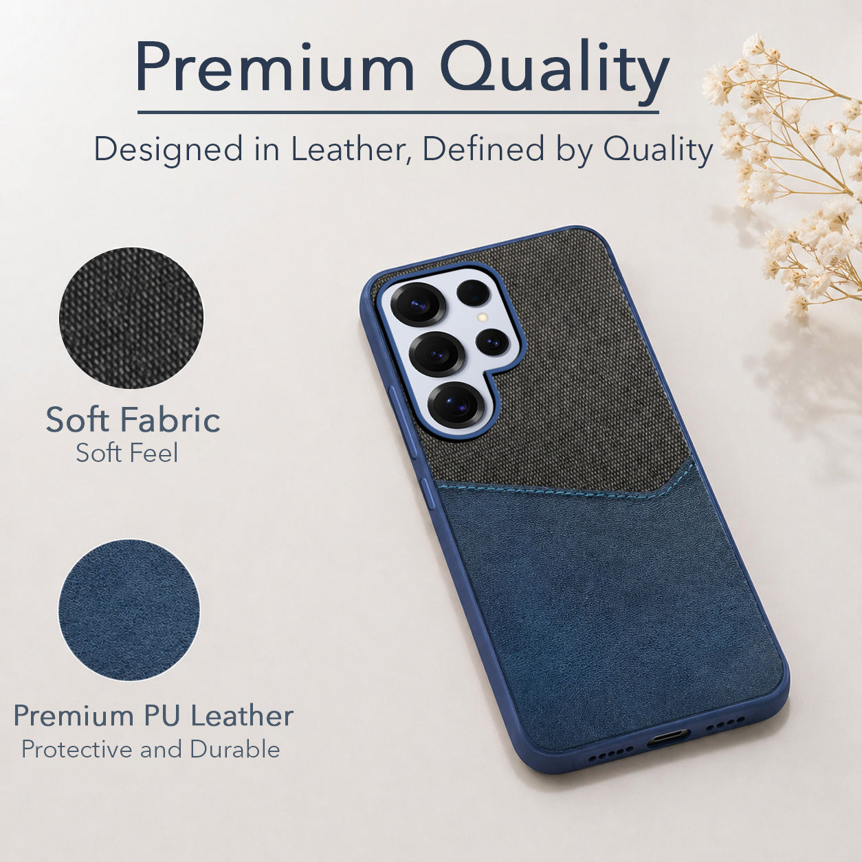 For Samsung Galaxy S25 Ultra Back Cover Case (Dual PU Leather Stitch | Professional Minimalist | Soft and Flexible)