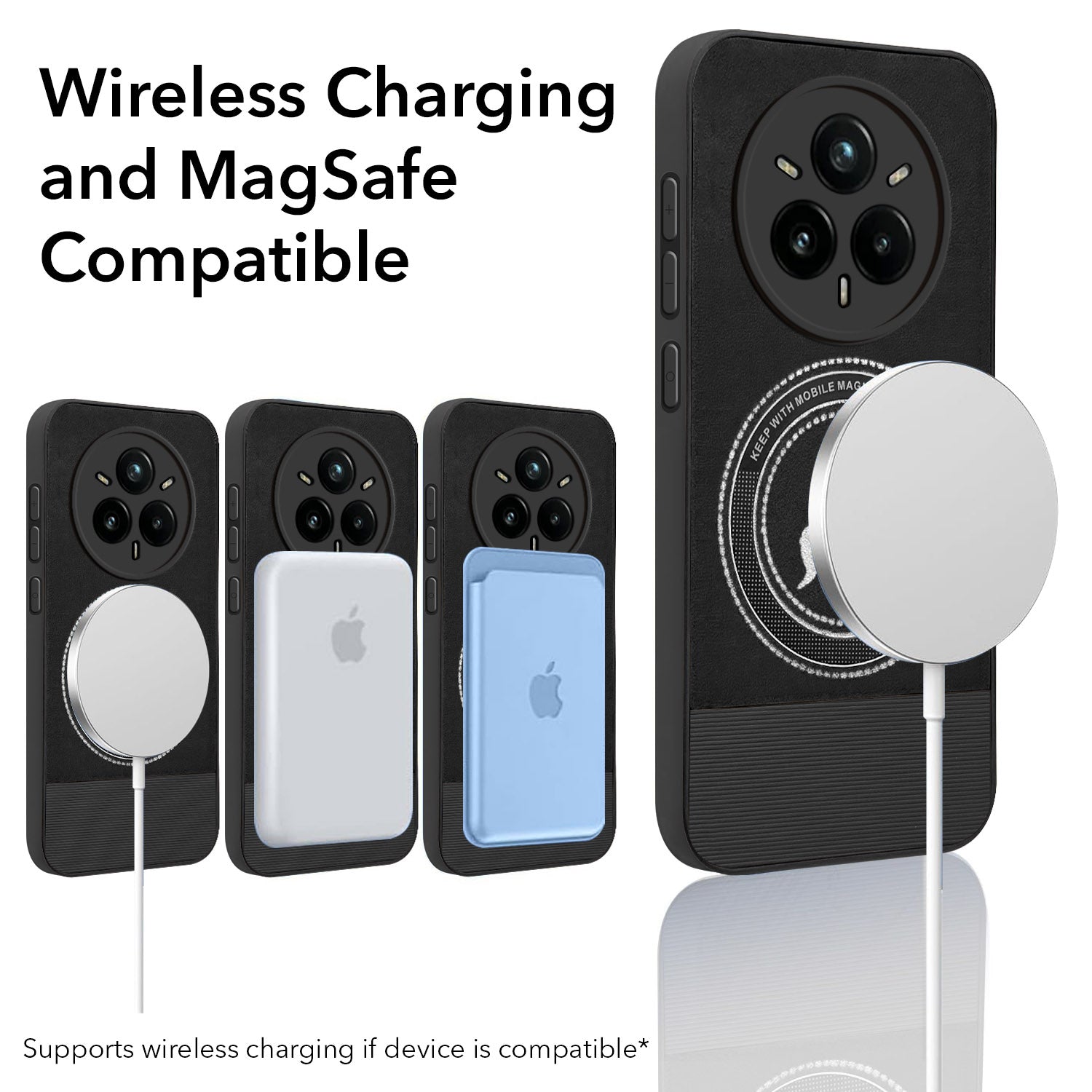 For Realme 14 Pro Plus 5G Back Cover Case PU Leather Finish (Professional Minimalist Texture | MagSafe Compatile | Camera Protection | Sleek Sober Formal)
