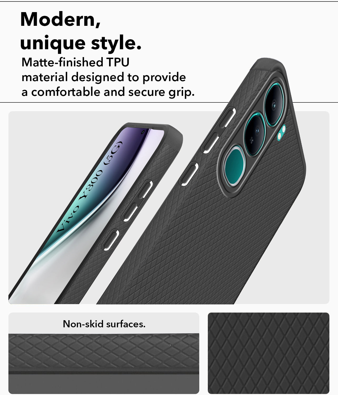 For Vivo Y300 Back Cover Case (Liquid Silicone | Side Grip | Camera Protection)