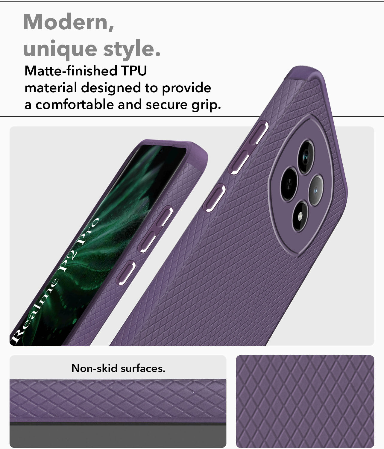 For Realme P2 Pro Back Cover Case (Liquid Silicone | Side Grip | Camera Protection)