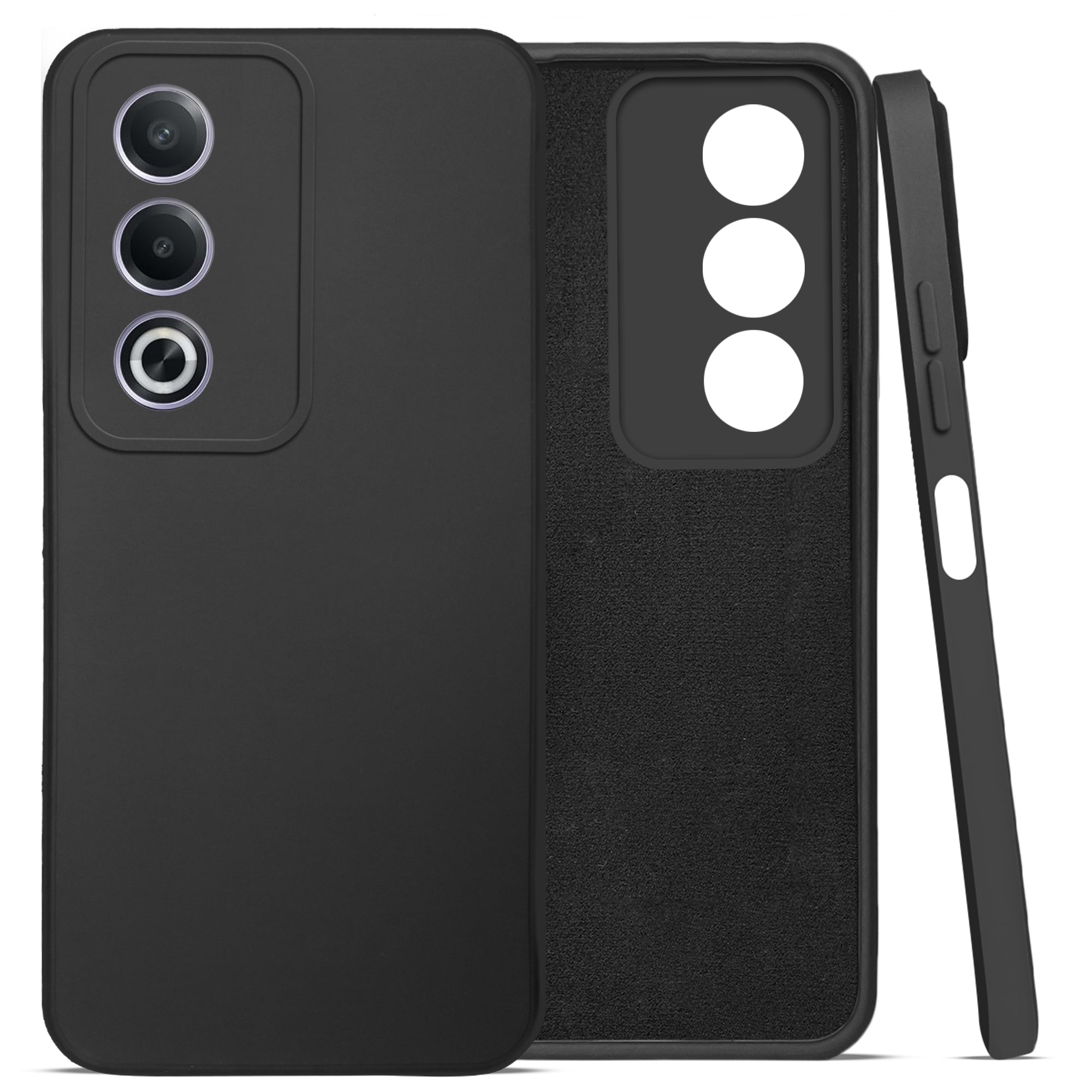 For Oppo A3 Pro 5G Back Cover Case (Matte Finish Silicone with Inside Fiber cloth |Black)