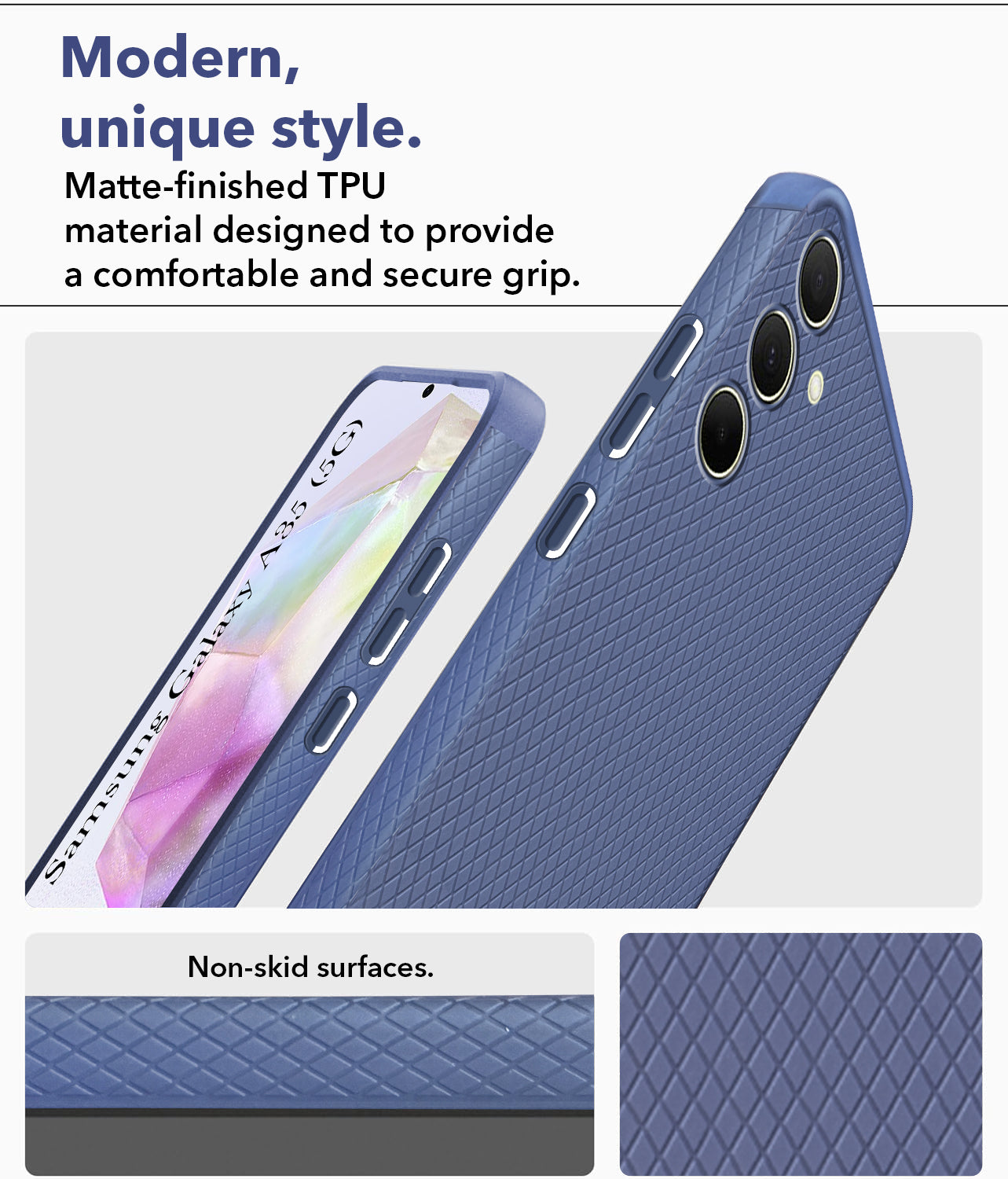 For Samsung Galaxy A35 5G Back Cover Case (Liquid Silicone | Side Grip | Camera Protection)