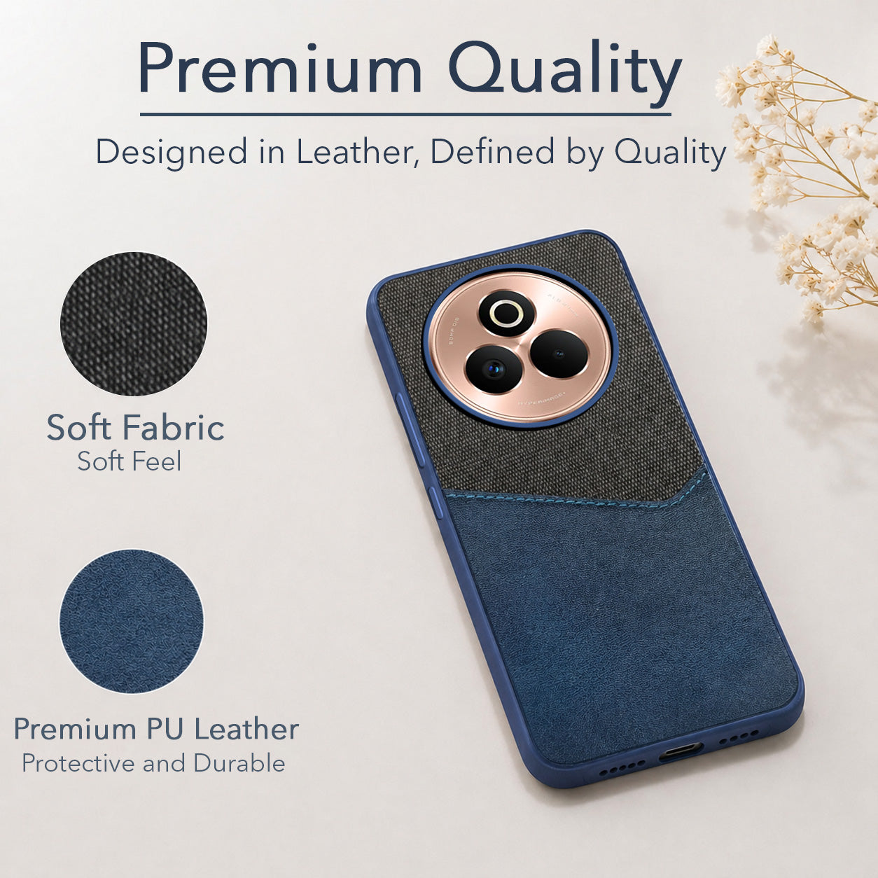 For Realme P3 Pro Back Cover Case (Dual PU Leather Stitch | Professional Minimalist | Soft and Flexible)