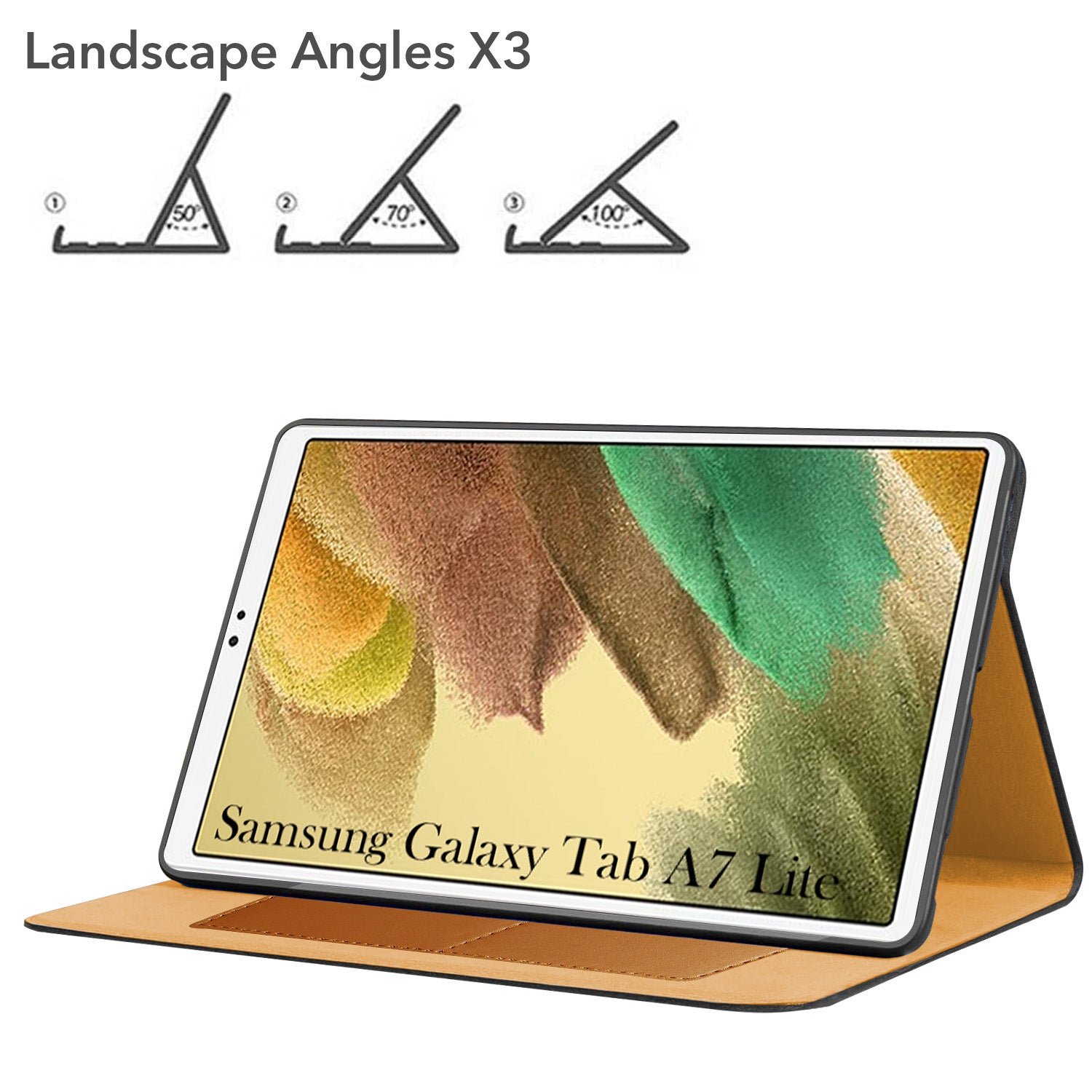 For Samsung Galaxy Tab A7 Lite 8.7 Inch SM-T225/T220/T225N/T227U  Flip Cover Folio Cover (PU Matte Leather | Multi-Angle Smart Stand | Card Storage Slots | Silicone Back Pouch)
