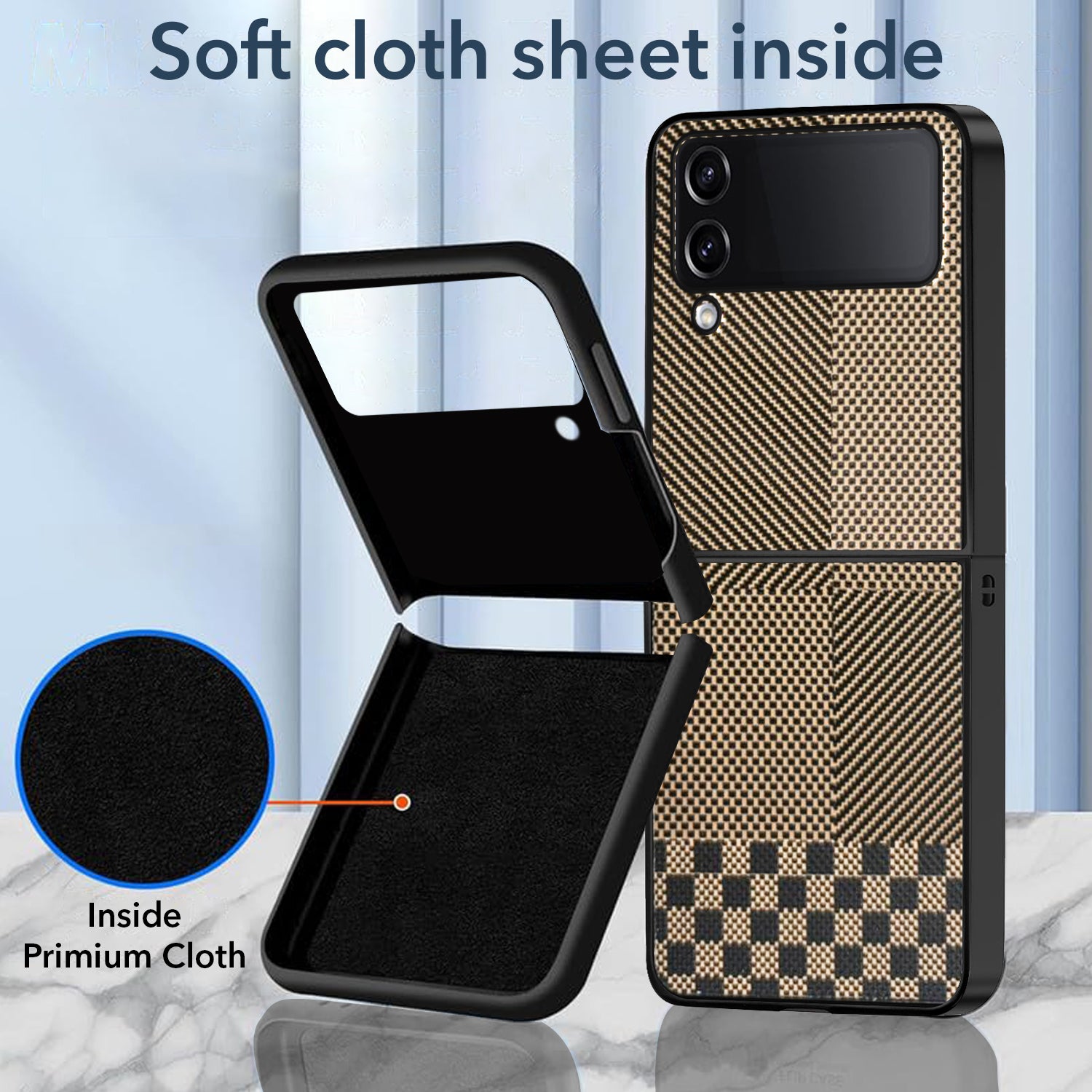 For Samsung Galaxy Z Flip 4 5G Back Flip Case Cover (Craft Printed Design | Hybrid Texture | Inside Microfiber Cloth)