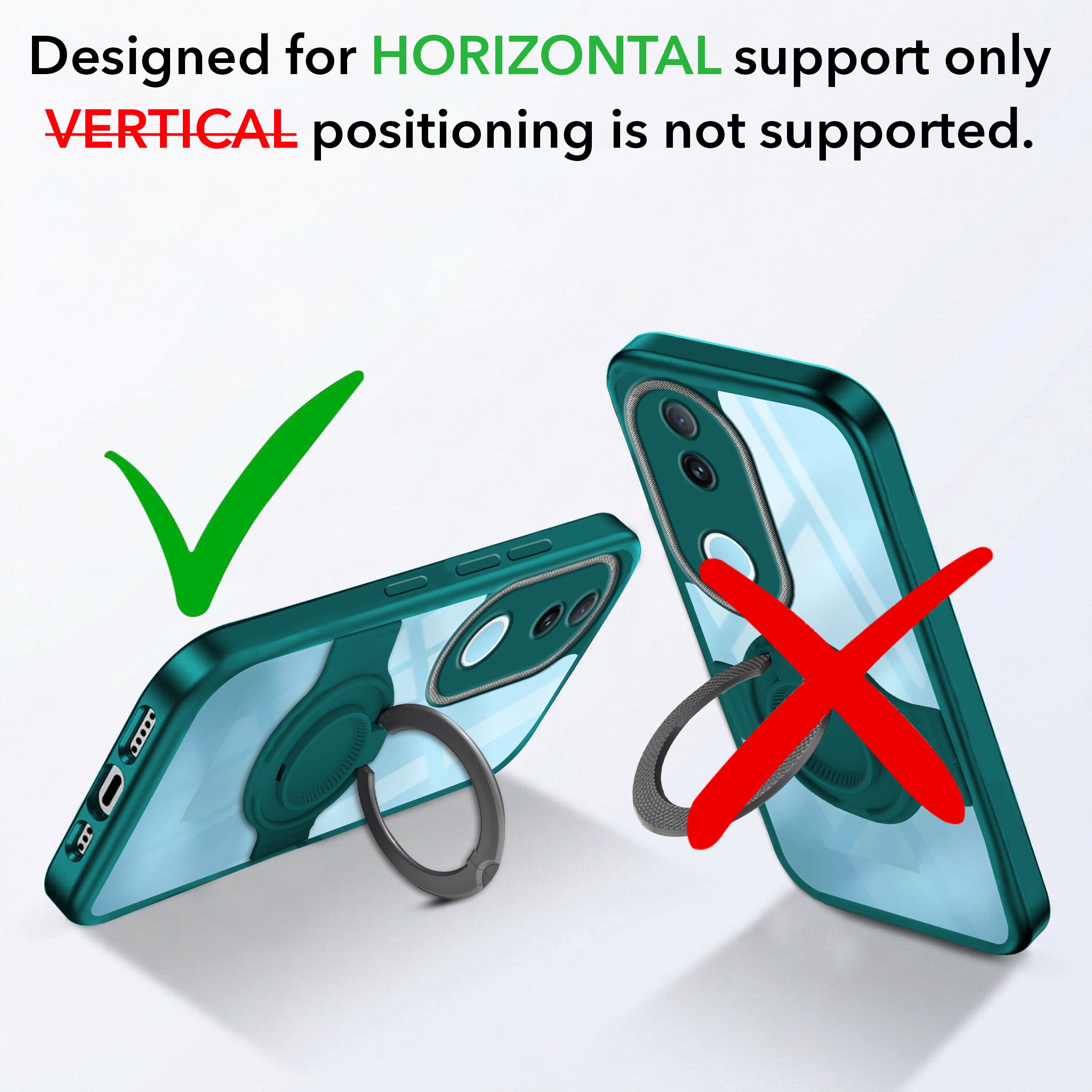 For Vivo iQOO Z10R Back Cover Case with stand (Built-in Ring Holder Kickstand | Lifetime Anti Yellow | Camera Protection)