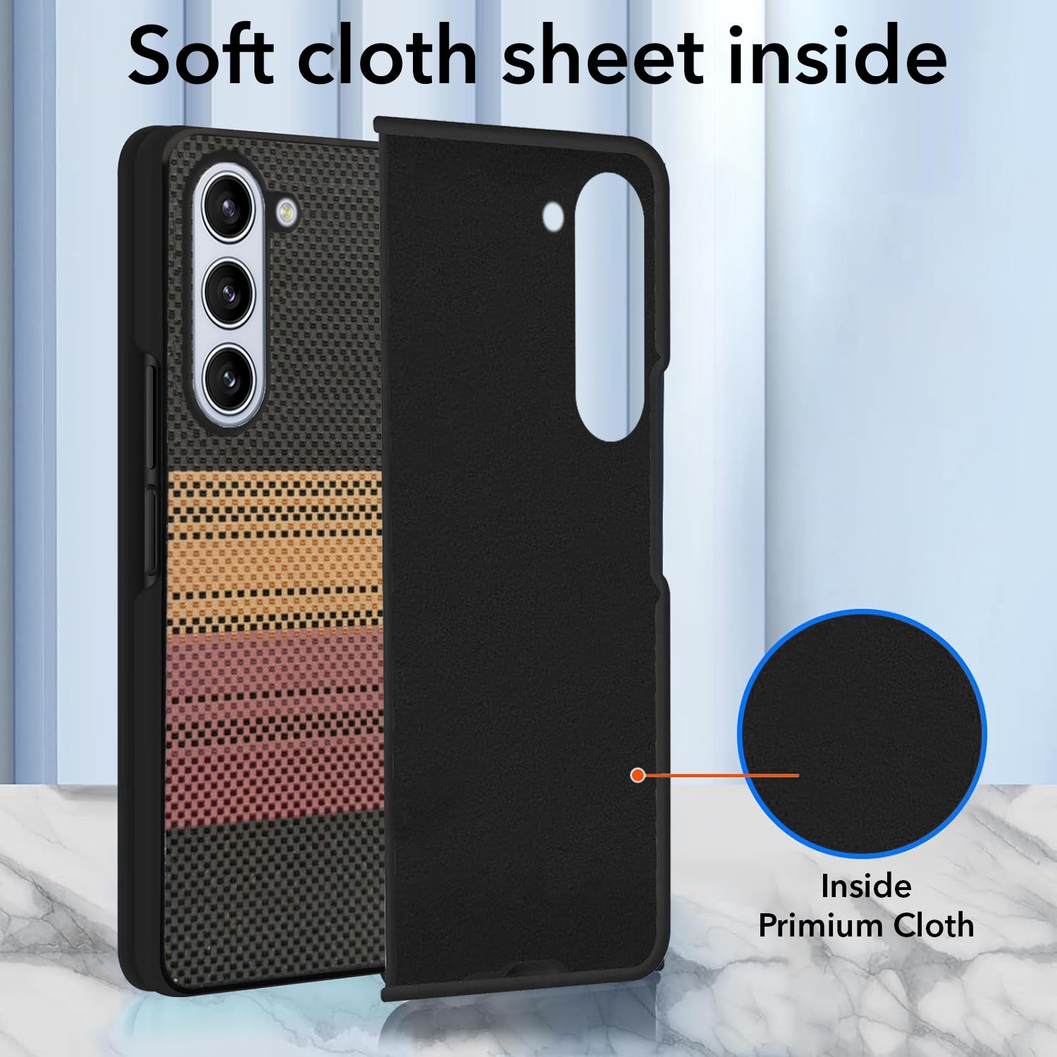 For Samsung Galaxy Z Fold 5 5G Back Flip Case Cover (Craft Printed Design | Hybrid Texture | Inside Microfiber Cloth)