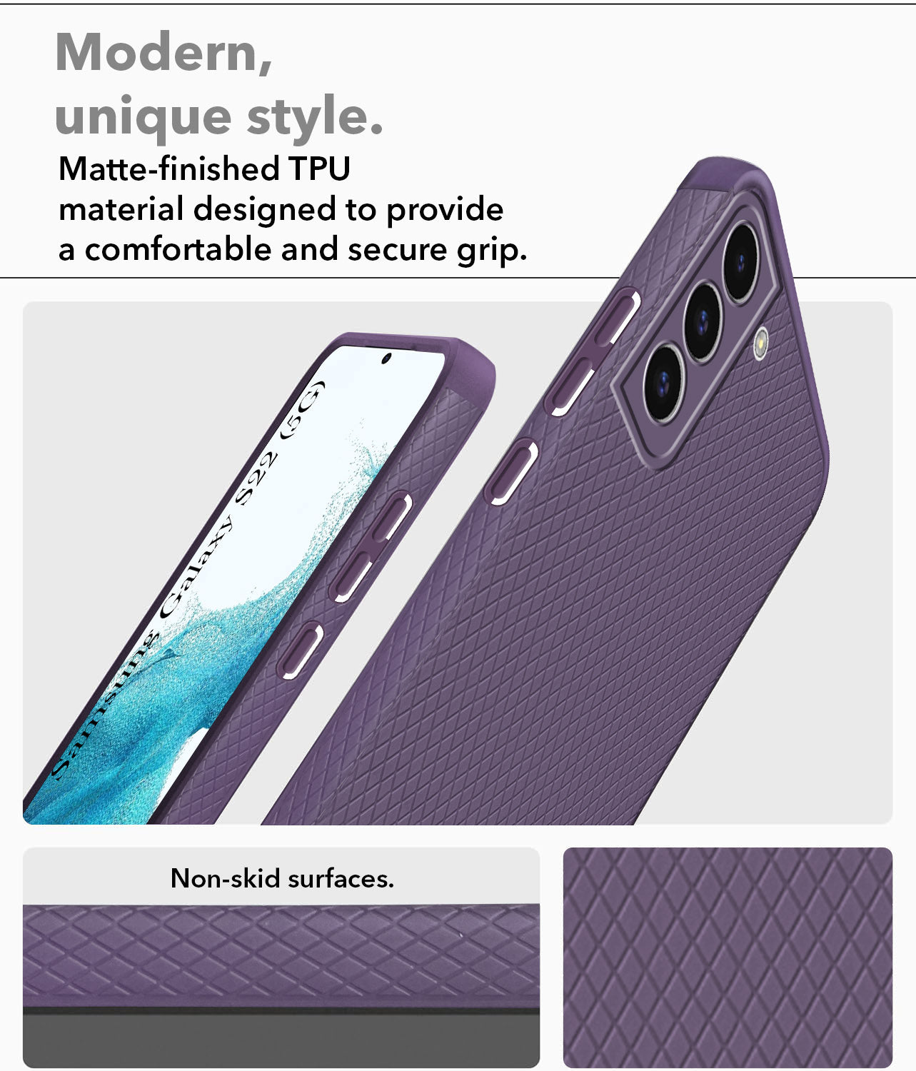 For Samsung Galaxy S22 5G Back Cover Case (Liquid Silicone | Side Grip | Camera Protection)