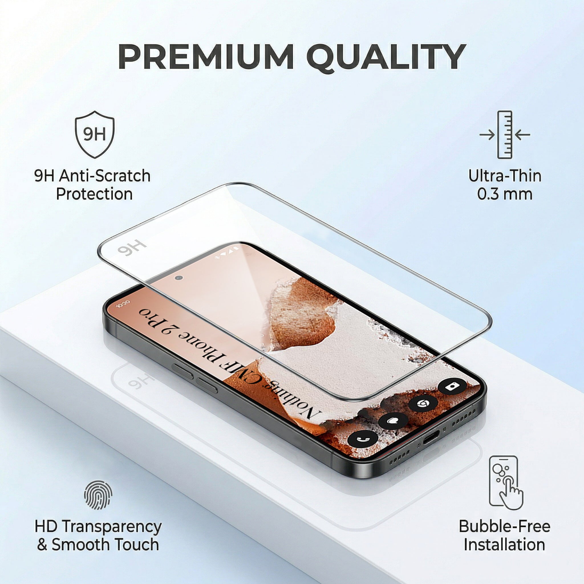 For Nothing CMF Phone 2 Pro Combo with Back Cover and 9H Tempered Glass (Lifetime Anti-Yellow | Sleek Hard Crystal | Oleophobic Coating Screen Glass)