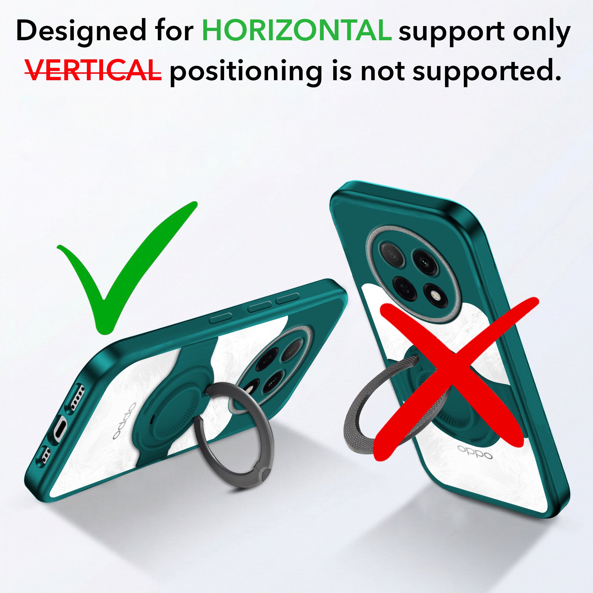 For Oppo F29 Pro Back Cover Case with stand (Built-in Ring Holder Kickstand | Lifetime Anti Yellow | Camera Protection)