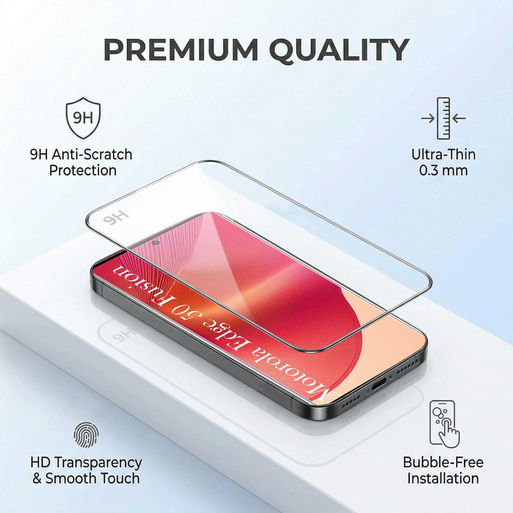 For Motorola Moto Edge 50 Fusion Combo with Back Cover and 9H Tempered Glass (Liquid Silicone | Camera Protection | Oleophobic Coating Screen Glass)