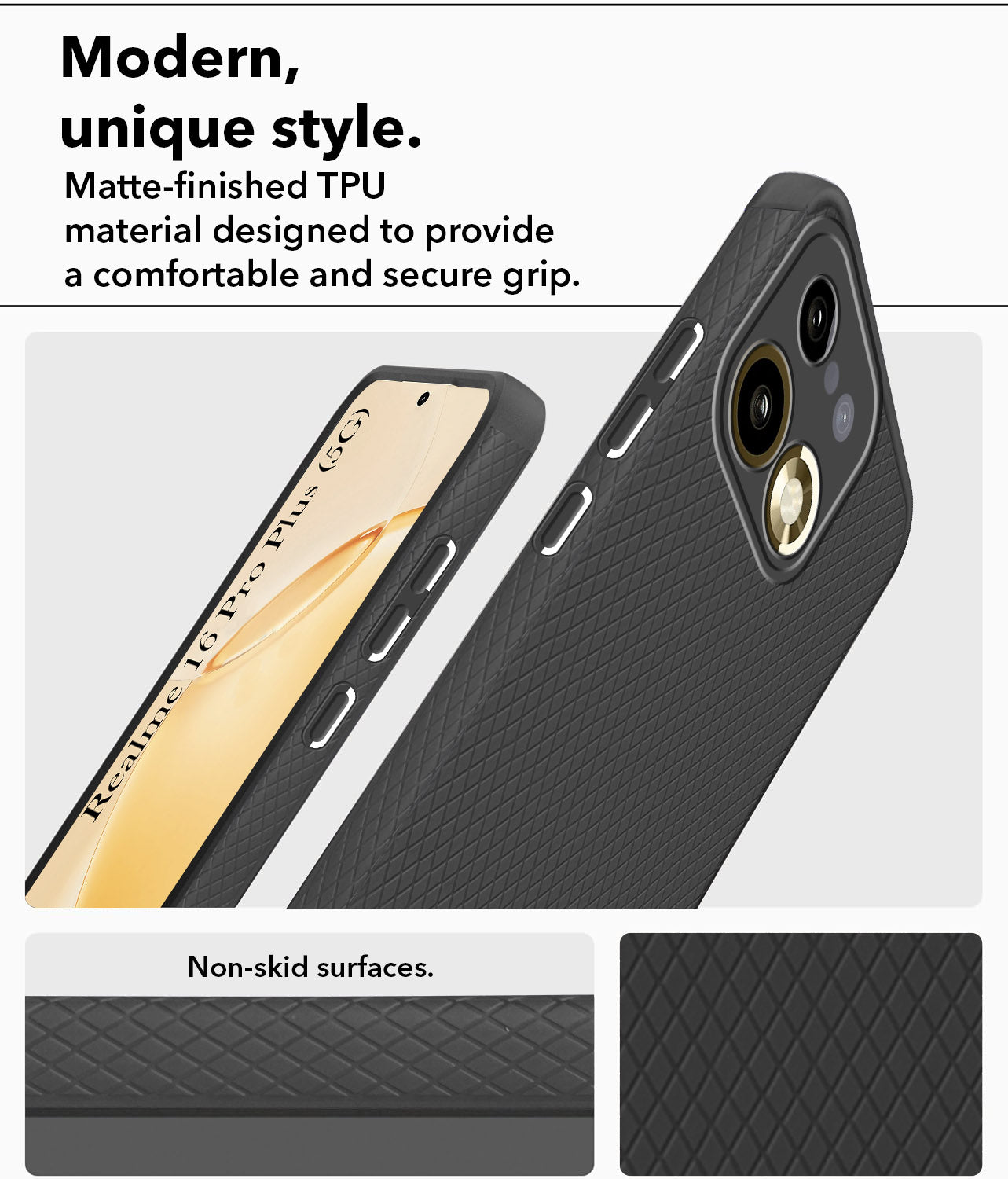 For Realme 16 Pro Plus 5G Back Cover Case Liquid Silicone (Camera Protection | Side Grip Texture | Soft and Flexible)