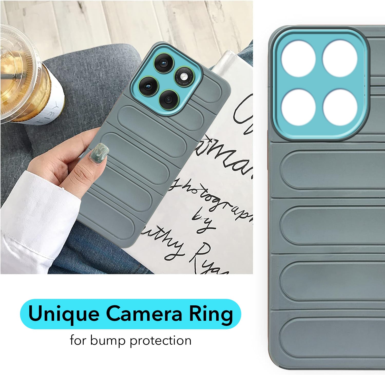 For Motorola Moto Edge 60 Back Case Cover (Matte Liquid Silicone| Professional Wave Design | Camera Protection Ring | Shockproof Anti Slip Grip)