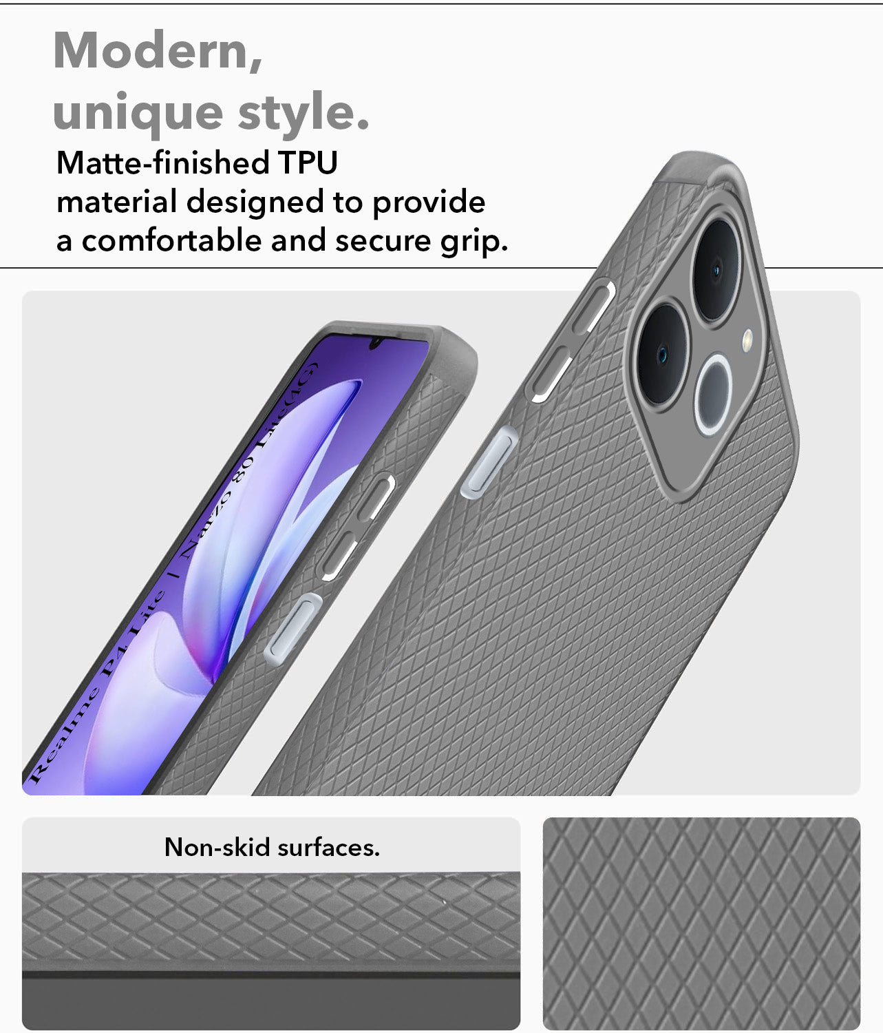 For Realme P4 Lite | Realme Narzo 80 Lite 4G Back Cover Case Liquid Silicone (Camera Protection | Side Grip Texture | Soft and Flexible)