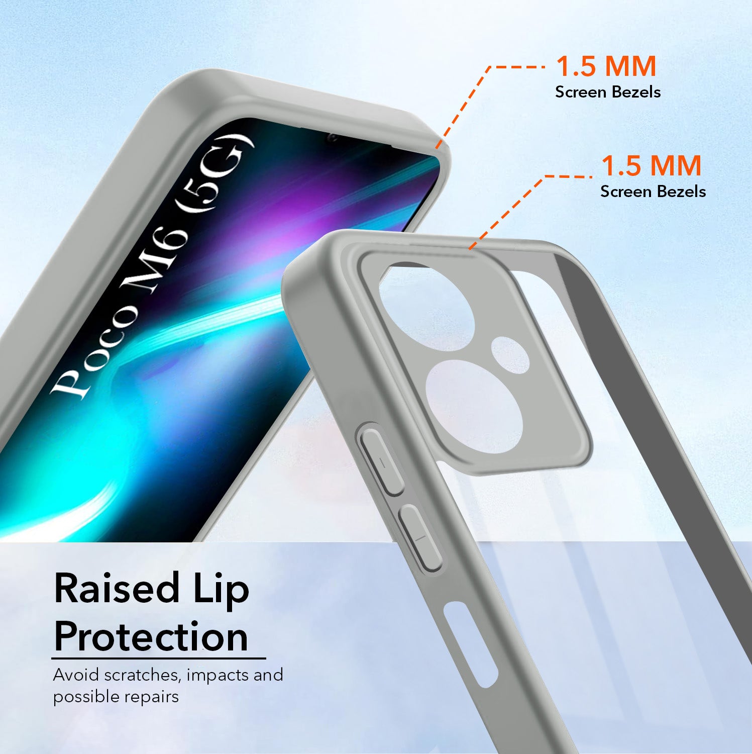 For Poco M6 5G Back Cover Case Ultra-Hybrid (Lifetime Anti Yellow | Anti Scratch | Crystal Clear Shockproof)