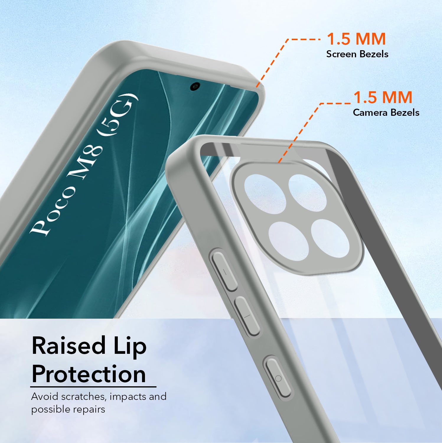 For Poco M8 5G Back Cover Case Ultra-Hybrid(Lifetime Anti Yellow | Anti Scratch | Crystal Clear Shockproof)