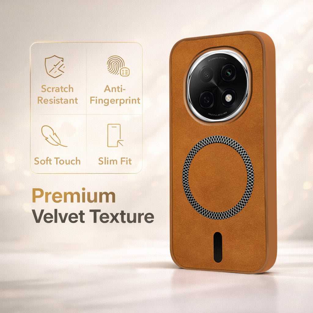 For Oppo F29 Pro Back Cover Case Leather Finish (MagSafe Compatible Wireless Charging | Soft Touch | Camera Bump Protection)