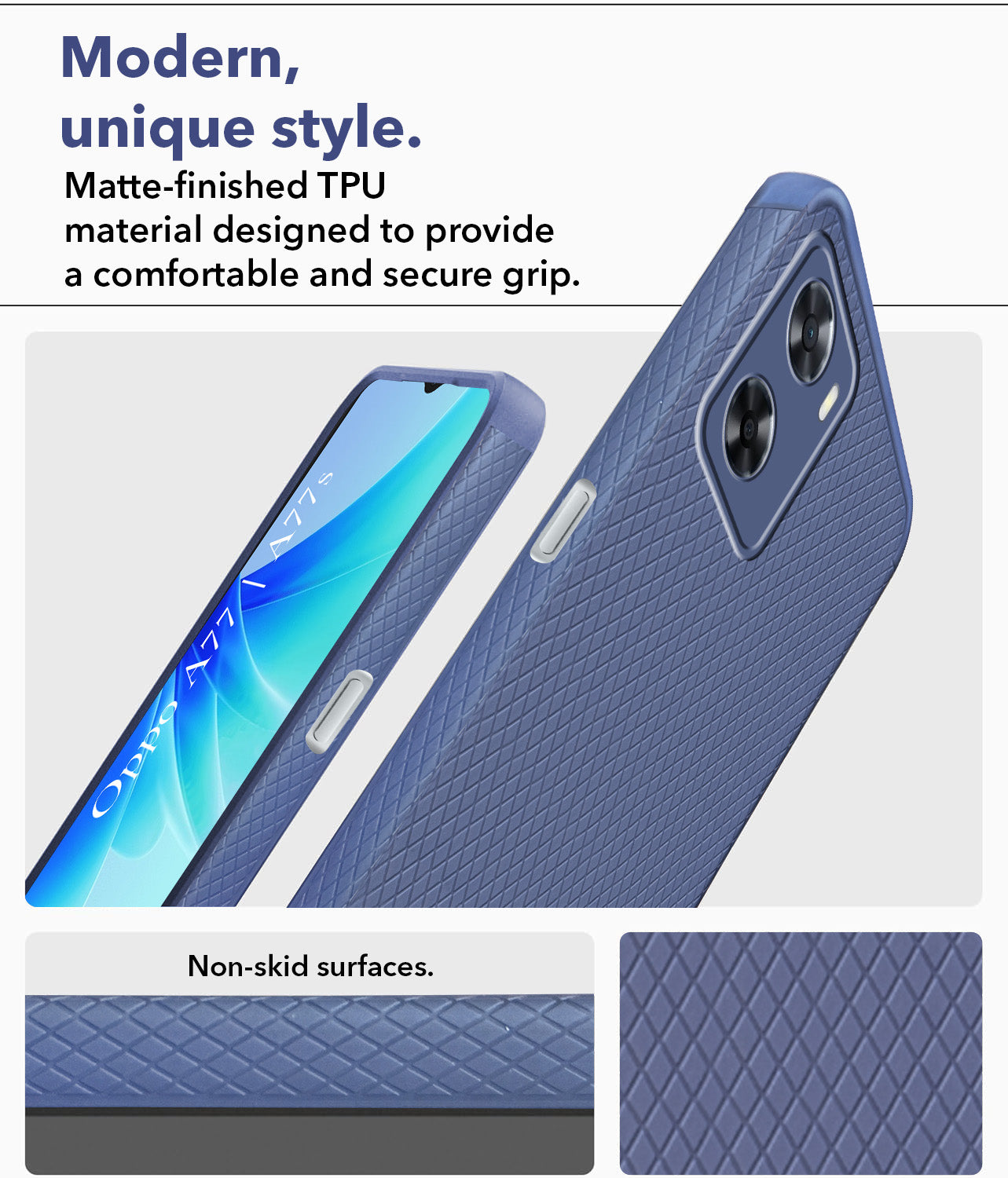 For Oppo A77 4G | Oppo A77s Back Cover Case (Liquid Silicone | Side Grip | Camera Protection)