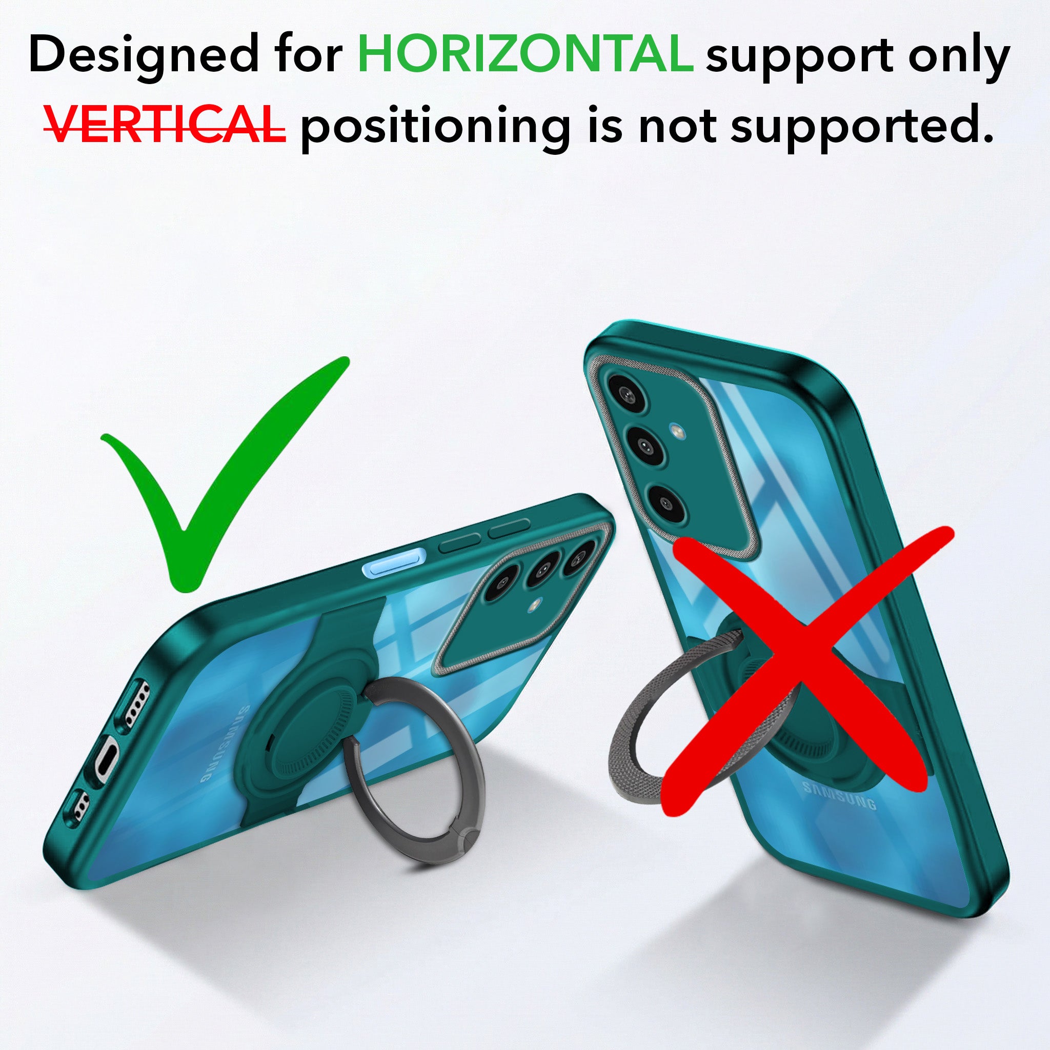 For Samsung Galaxy M16 5G | Samsung Galaxy F16 5G Back Cover Case with stand (Built-in Ring Holder Kickstand | Lifetime Anti Yellow | Camera Protection)
