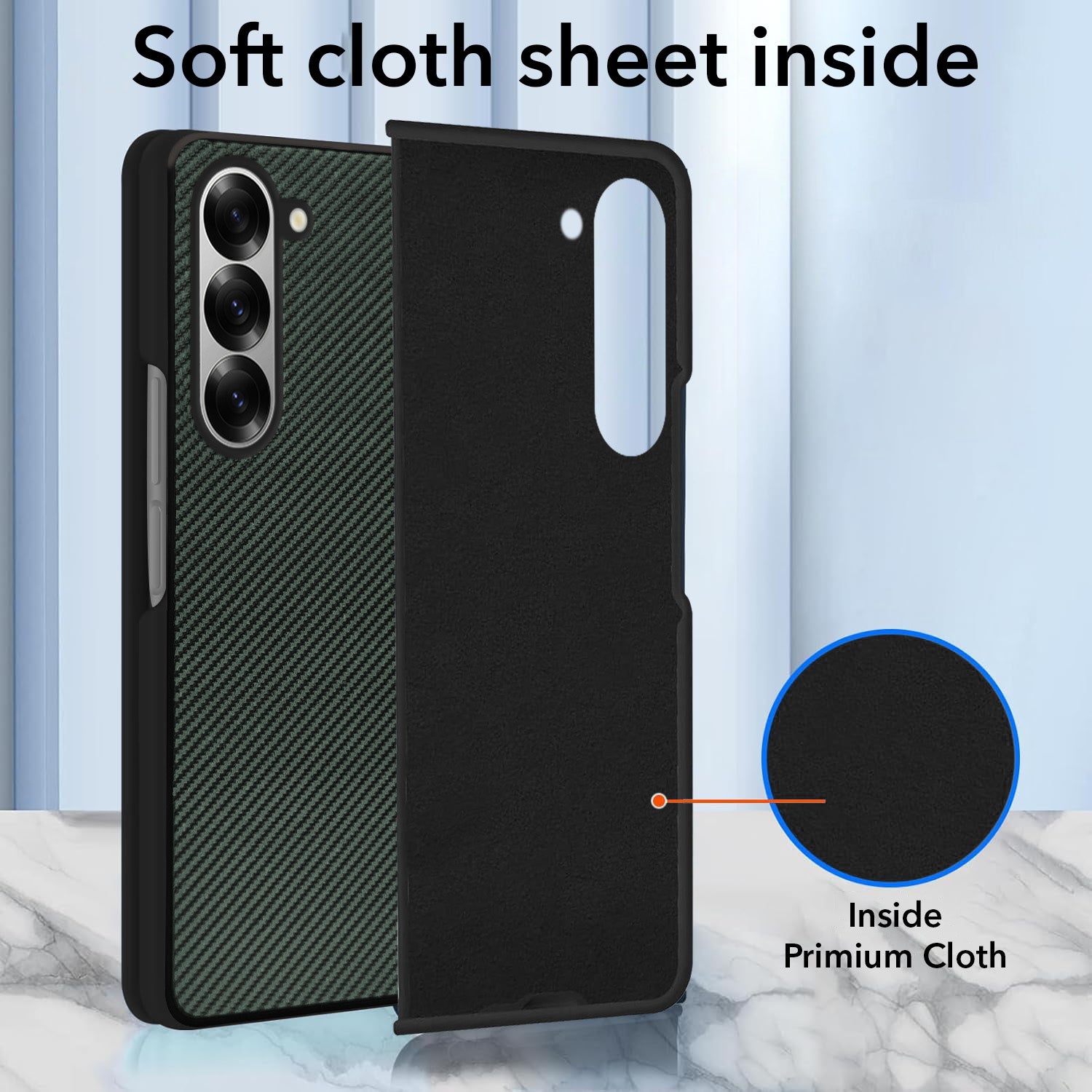 For Samsung Galaxy Z Fold 6 5G Back Flip Case Cover (Craft Printed Design | Hybrid Texture | Inside Microfiber Cloth)