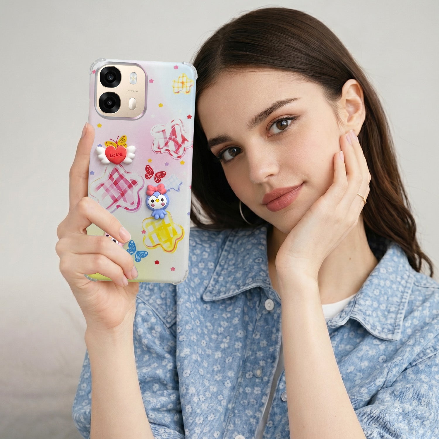 For Oppo A6 Pro Back Cover Case (3D Cute Cartoons | Hard Back Side Soft | Matte Premium Finish | HD Printing)