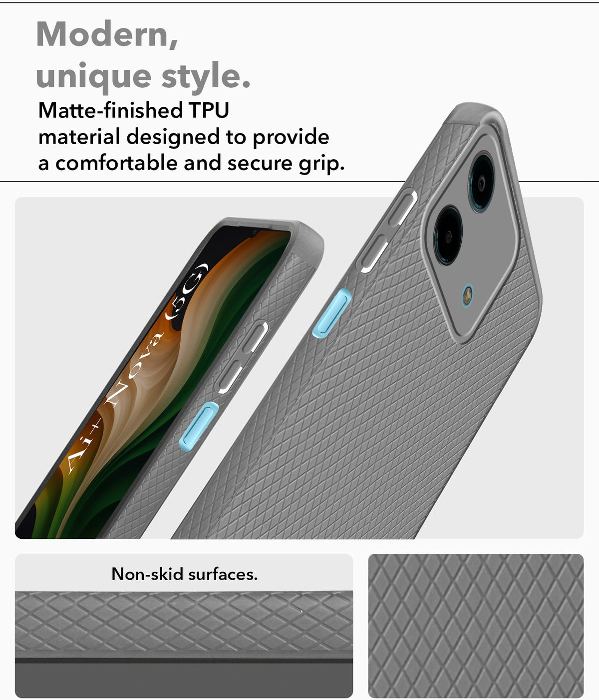 For Ai+ Nova 5G Back Cover Case Liquid Silicone (Camera Protection | Side Grip Texture | Soft and Flexible)