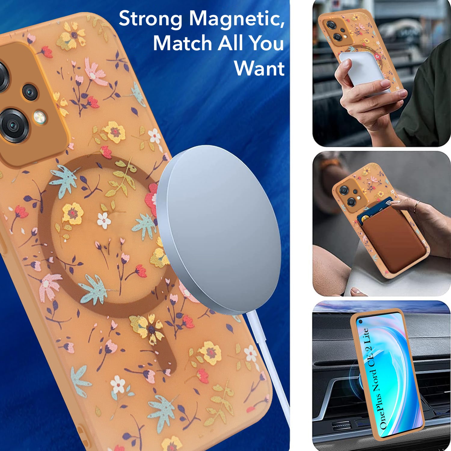 For OnePlus Nord CE 2 Lite Back Cover Case (Cute Floral Design | Flower Print for Girls | MagSafe Compatible Wireless Charging)
