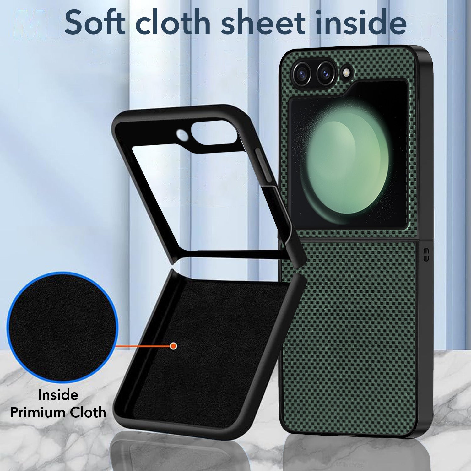 For Samsung Galaxy Z Flip 5 Back Flip Case Cover (Craft Printed Design | Hybrid Texture | Inside Microfiber Cloth)