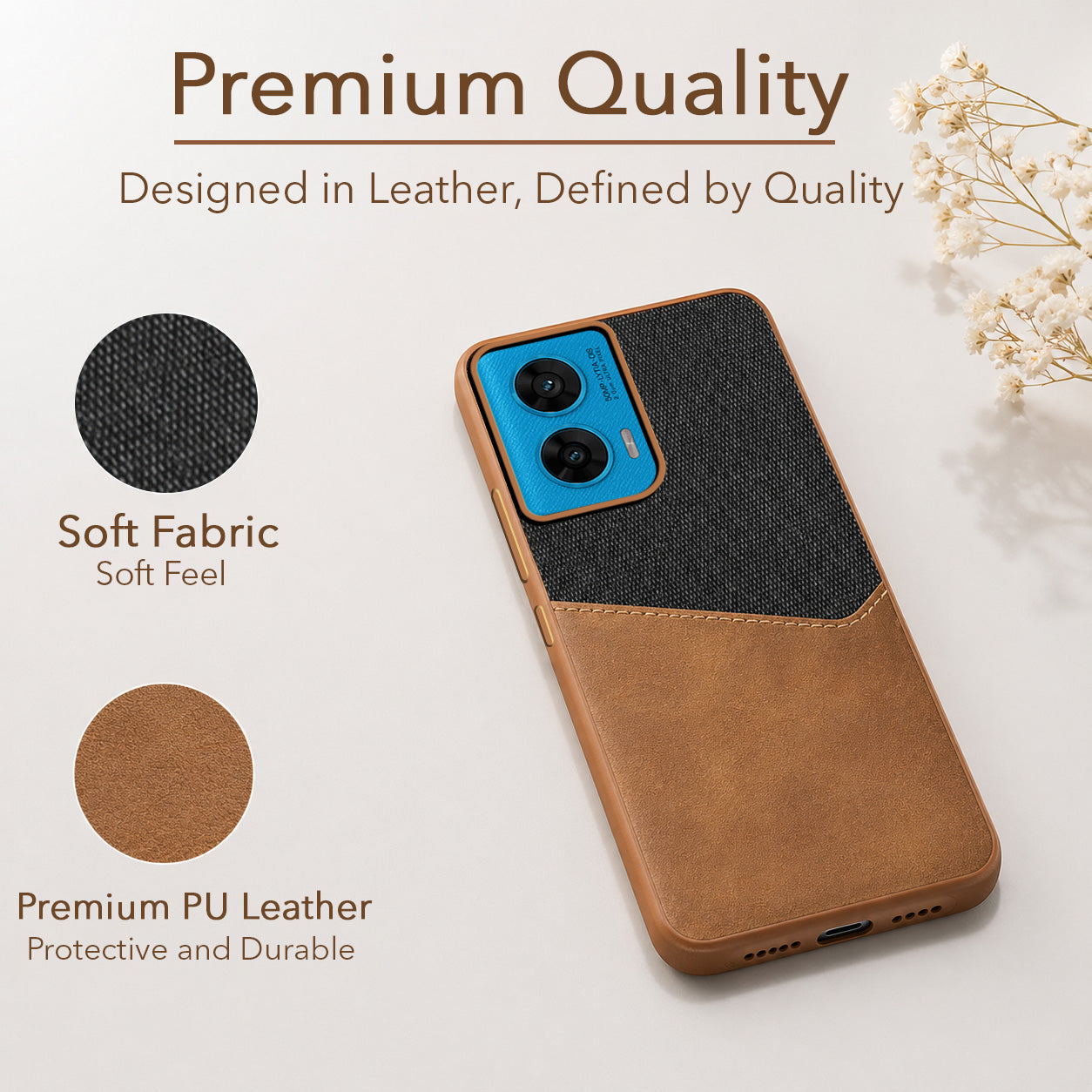 For Motorola Moto G96 Back Cover Case (Dual PU Leather Stitch | Professional Minimalist | Soft and Flexible)