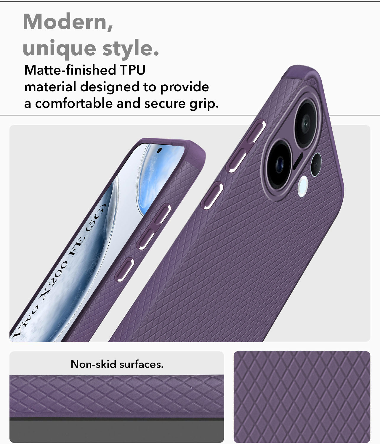For Vivo X200 FE Back Cover Case (Liquid Silicone | Side Grip | Camera Protection)