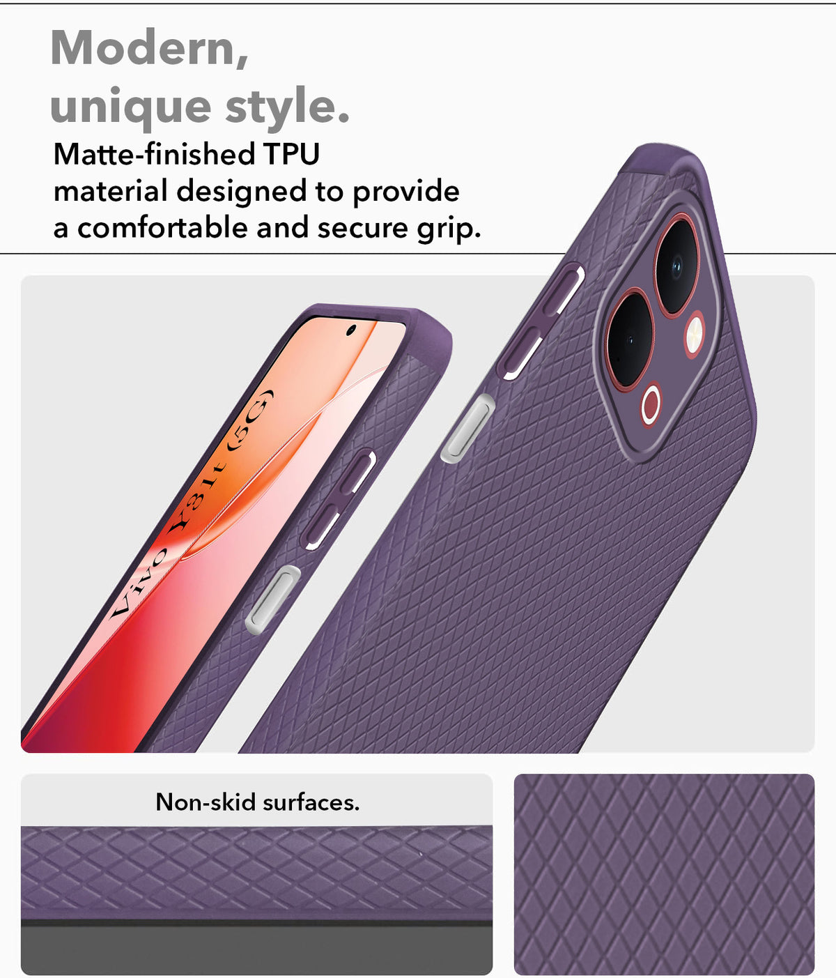 For Vivo Y31T 5G Back Cover Case Liquid Silicone (Camera Protection | Side Grip Texture | Soft and Flexible)