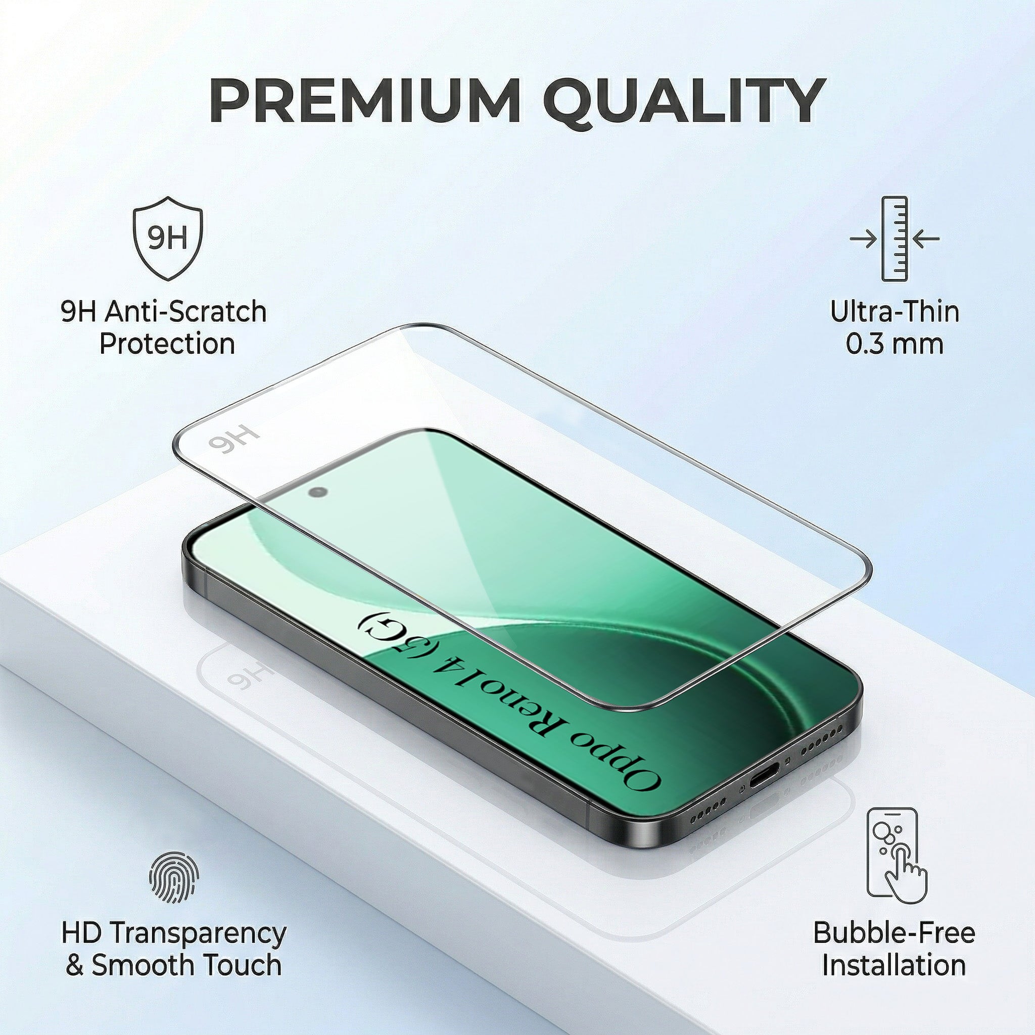 For Oppo Reno14 5G | Oppo Reno 14 5G Combo with Back Cover and 9H Tempered Glass (Liquid Silicone | Camera Protection | Oleophobic Coating Screen Glass)