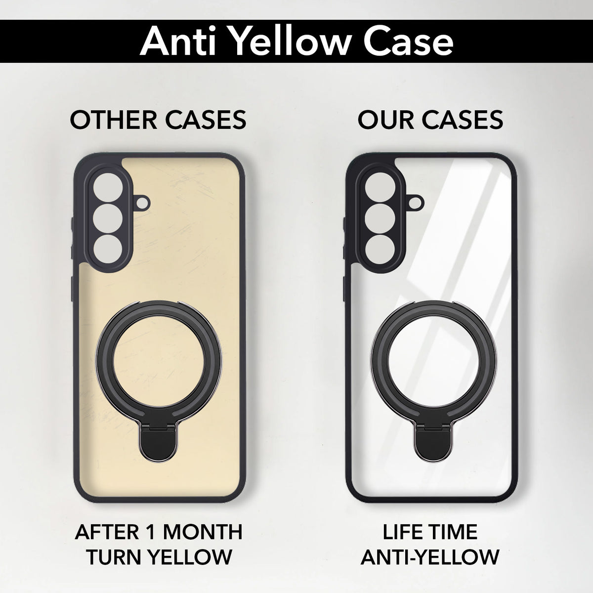 For Samsung Galaxy A57 5G Back Cover Case (Kick Stand Ring Holder | Life time Anti Yellow | Camera Protection)