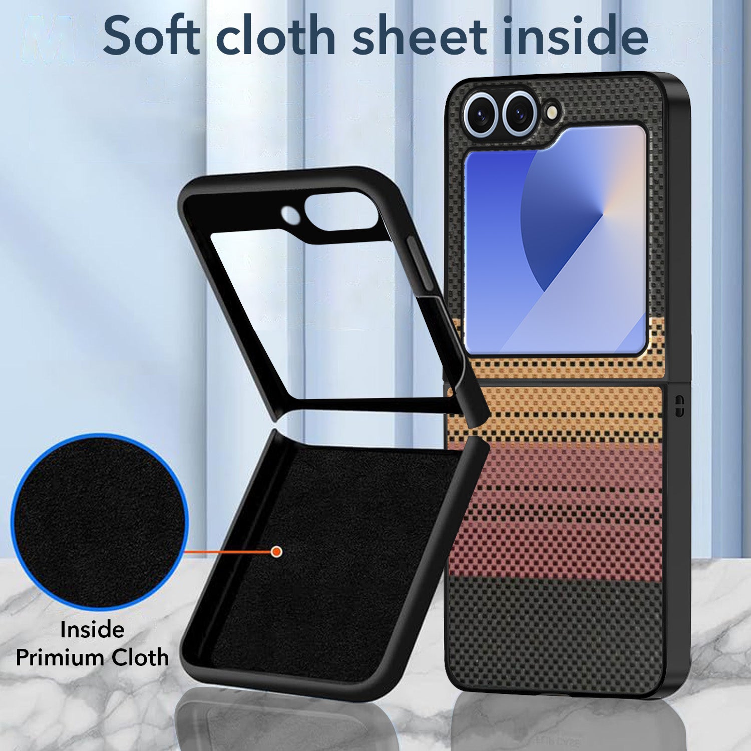 For Samsung Galaxy Z Flip 6 5G | Samsung Galaxy Z Flip 7 FE Back Flip Case Cover (Craft Printed Design | Hybrid Texture | Inside Microfiber Cloth)