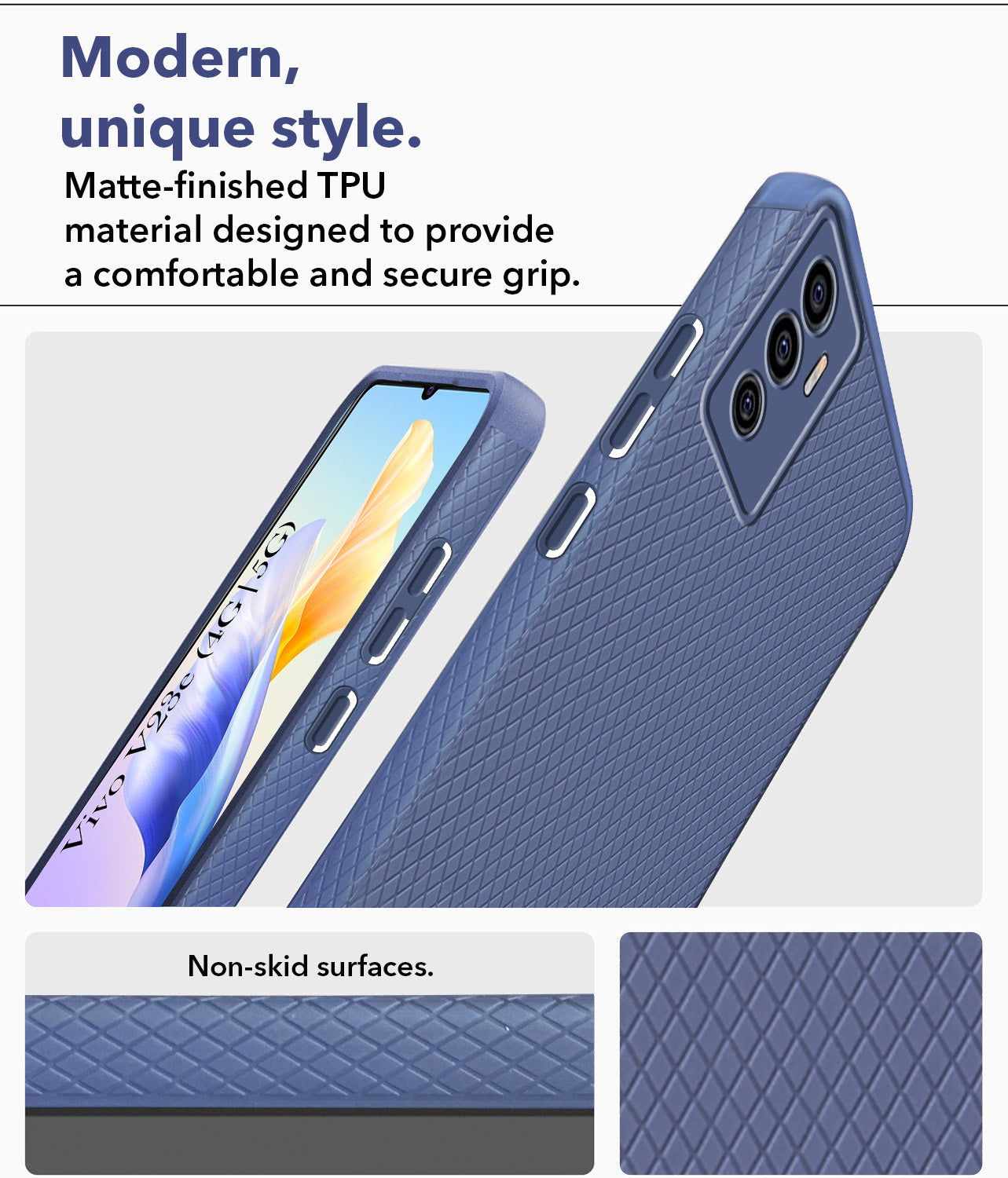 For Vivo V23e 4G | 5G Back Cover Case (Liquid Silicone | Side Grip | Camera Protection)