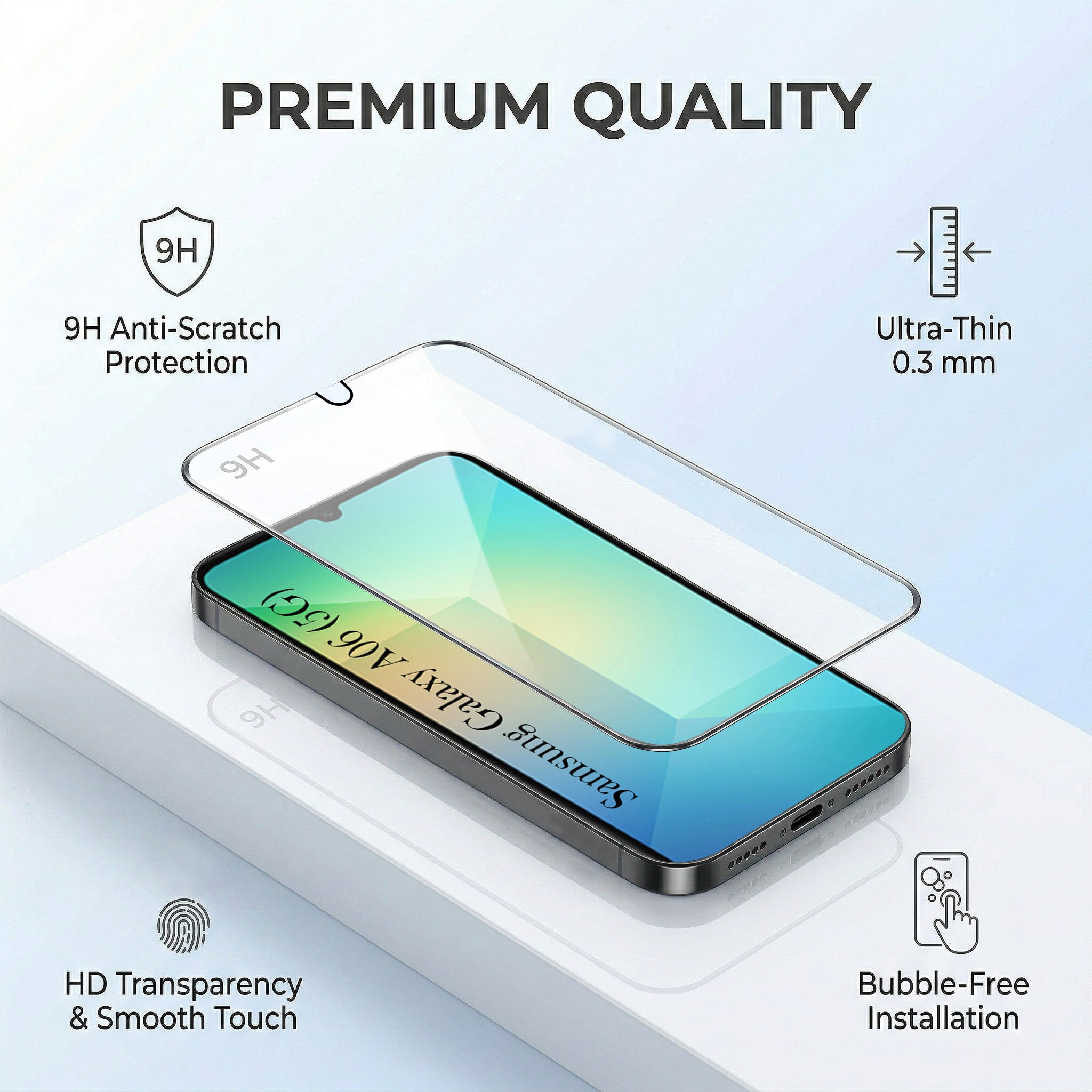 For Samsung Galaxy A06 Combo with Back Cover and 9H Tempered Glass (Liquid Silicone | Camera Protection | Oleophobic Coating Screen Glass)